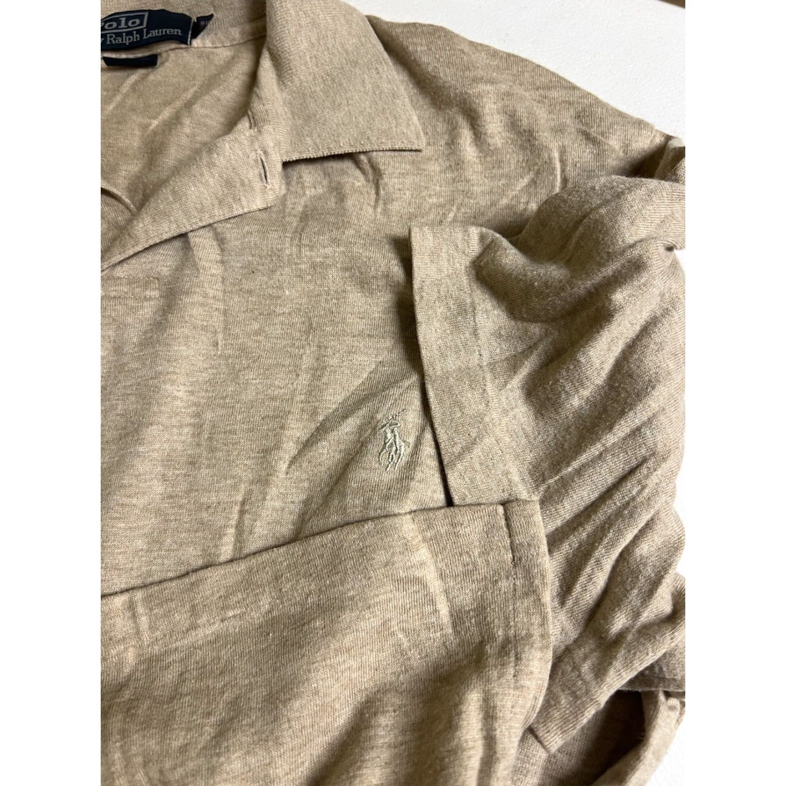 Vintage VINTAGE Polo Shirt Tan Brown Striped Single Stitch 80s 90s Ralph Lauren Polo Button-Up Shirt M Mens Brown Short Sleeve Knit Cotton Logo Accents Size US M / EU 48-50 / 2 - 3 Thumbnail