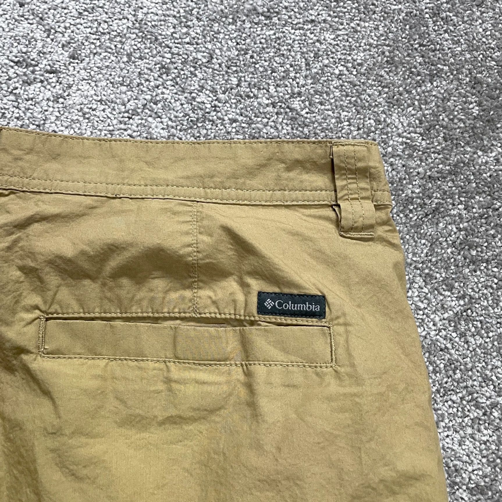 Vintage Columbia Chino Shorts Men Brown Flat Front Casual 38x9 Cotton Slash Pocket - Regular Fit - 9 in Inseam, 38 Waist, Brown, Solid, Outdoor, Classic, Men Size US 38 / EU 54 - 5 Thumbnail