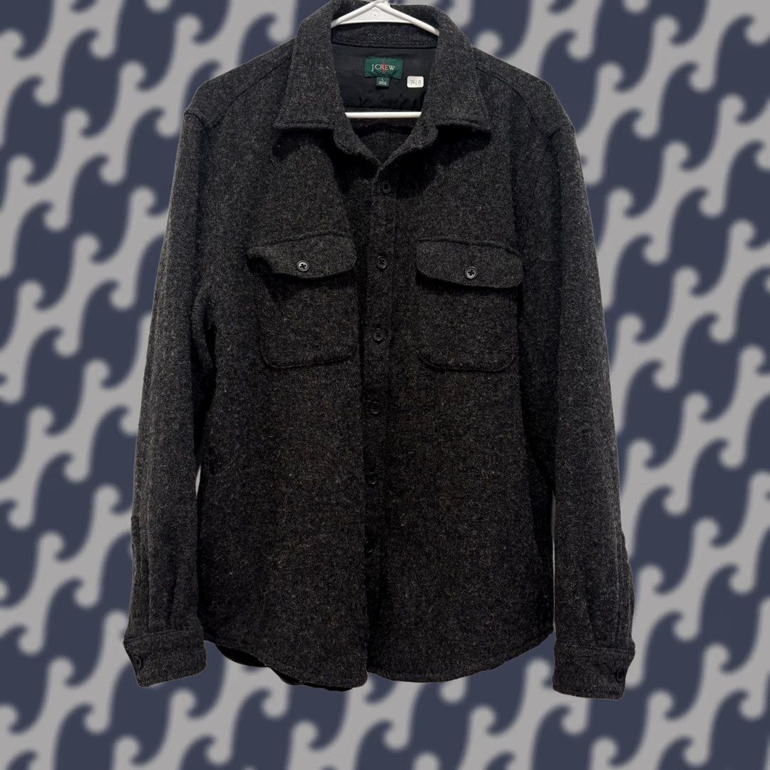 J.Crew VINTAGE J.Crew Oarsman Shirt Jacket Charcoal Gray Mens Large 100% Wool 90s Size US L / EU 52-54 / 3 - 1 Thumbnail