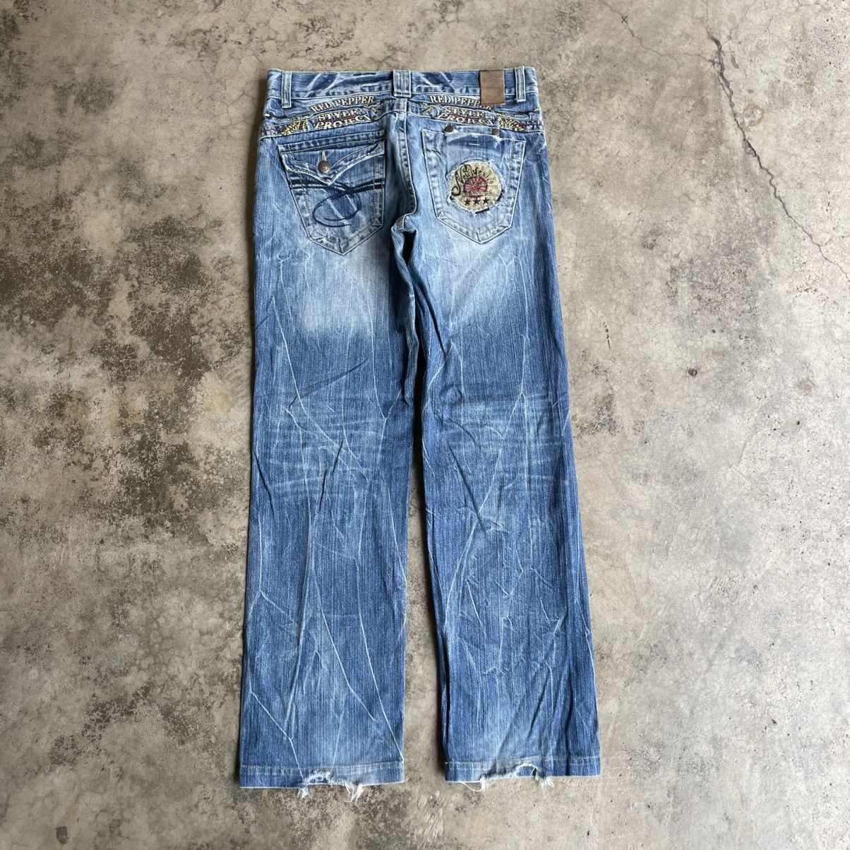 Japanese Brand 🔥🇯🇵Vintage Red Pepper Stoned Washed Distress Denim Jeans Size US 34 / EU 50 - 4 Thumbnail