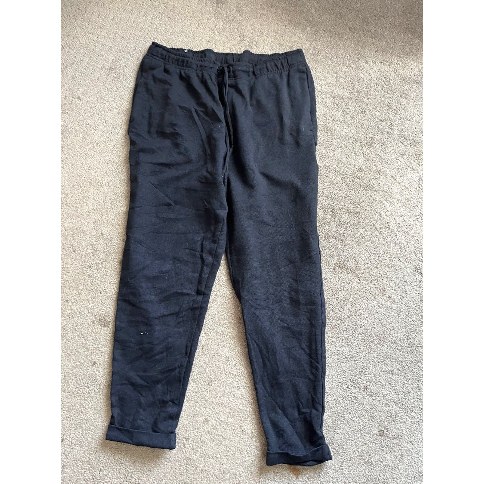 Zara ZARA Womens Large Drawstring Tapered Leg Soft Pants Navy Blue Ergonomic Fit Style Pants Mens? Size 36" / US 14 / IT 50 - 2 Thumbnail