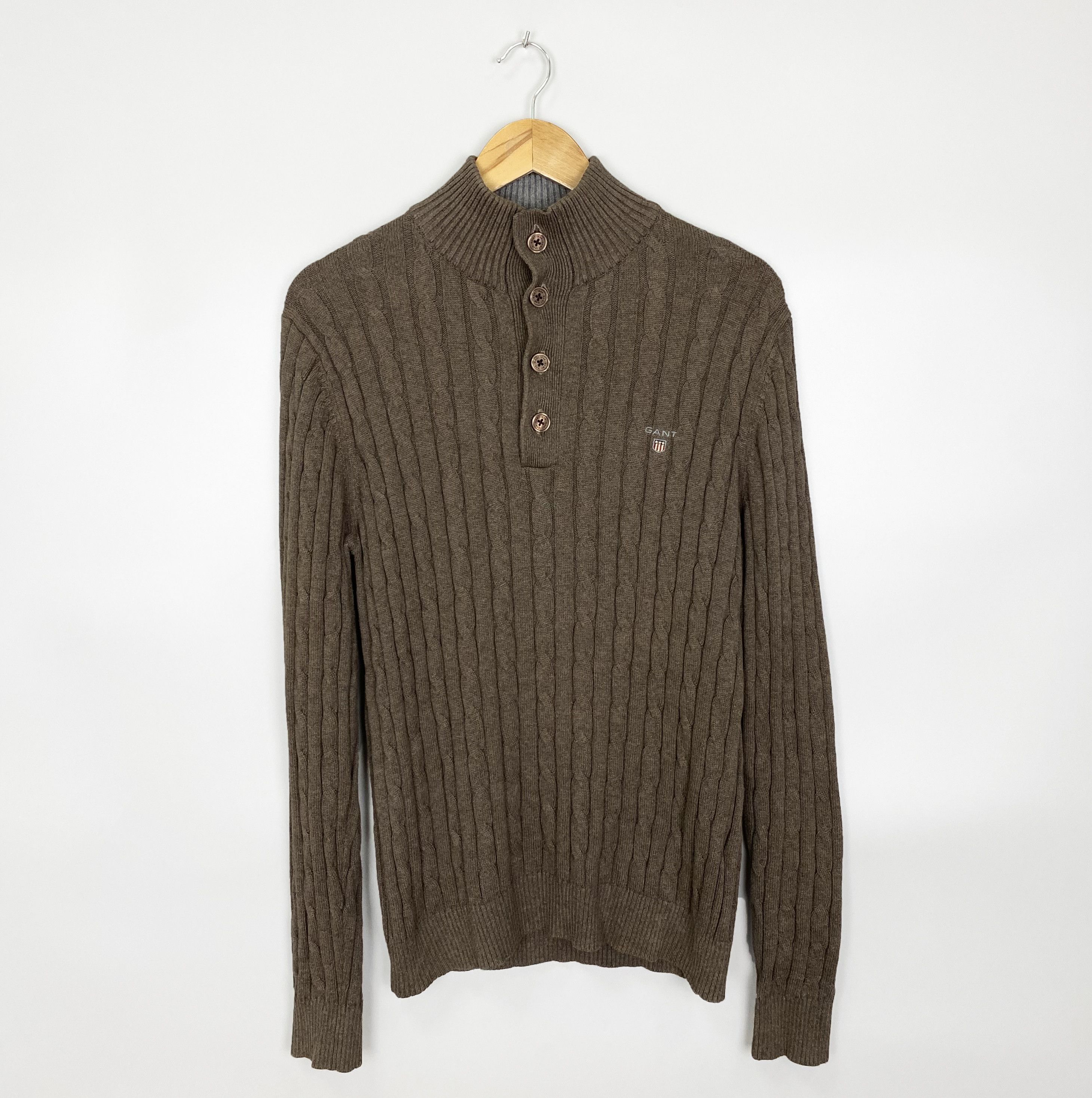 Gant GANT Knitted Button Ups Brown Sweater Size US M / EU 48-50 / 2 - 1 Thumbnail