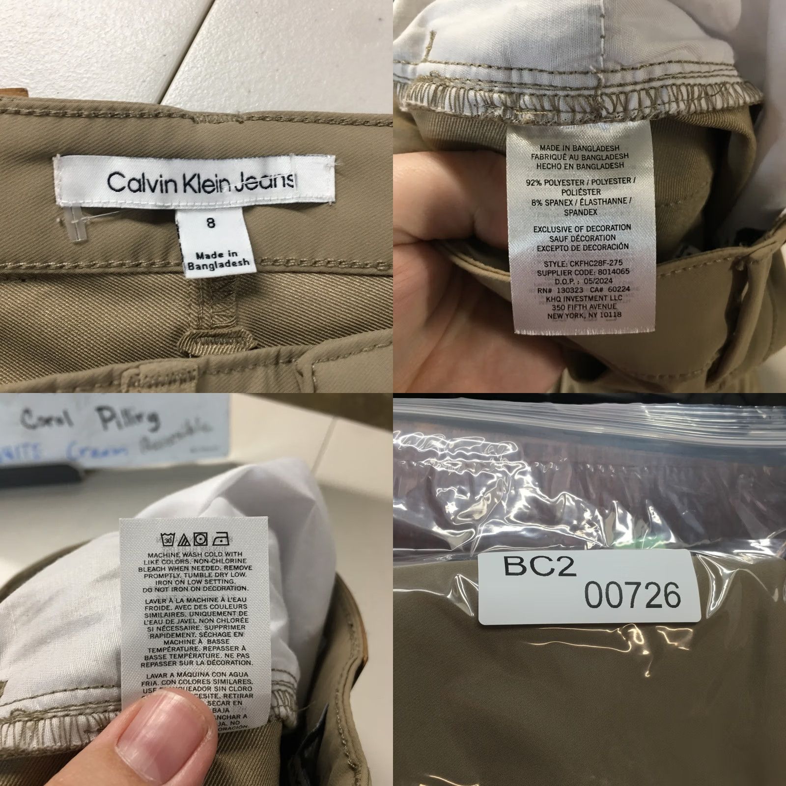 Calvin Klein Calvin Klein Pants Womens 8 Khaki Stretch Zip Fly Straight Leg Casual Fit - Regular Size 30" / US 8 / IT 44 - 10 Thumbnail