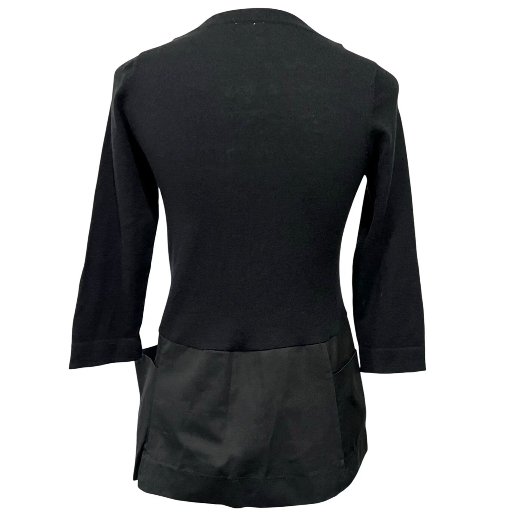 Anthropologie VINTAGE Moth Tunic Sweater Black 3/4 Sleeve Sz S Women Knit Pullover Minimalist Peplum Casual Fall Winter Spring Women Size S / US 4 / IT 40 - 3 Thumbnail