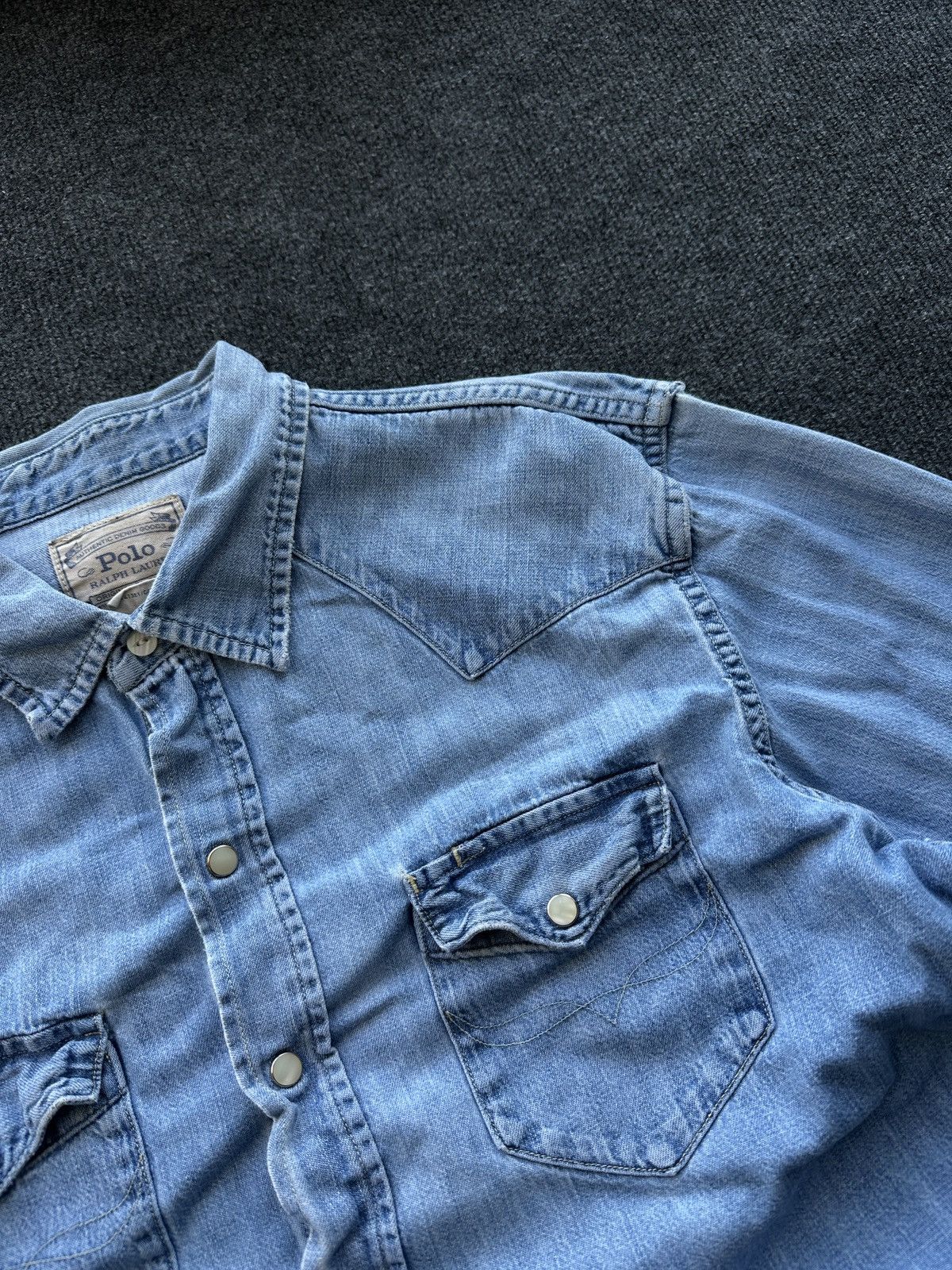 Polo Ralph Lauren 🚨 VNTG Y2K Polo Ralph Lauren Shirt DENIM RARE long SLEEVE Size US M / EU 48-50 / 2 - 3 Thumbnail