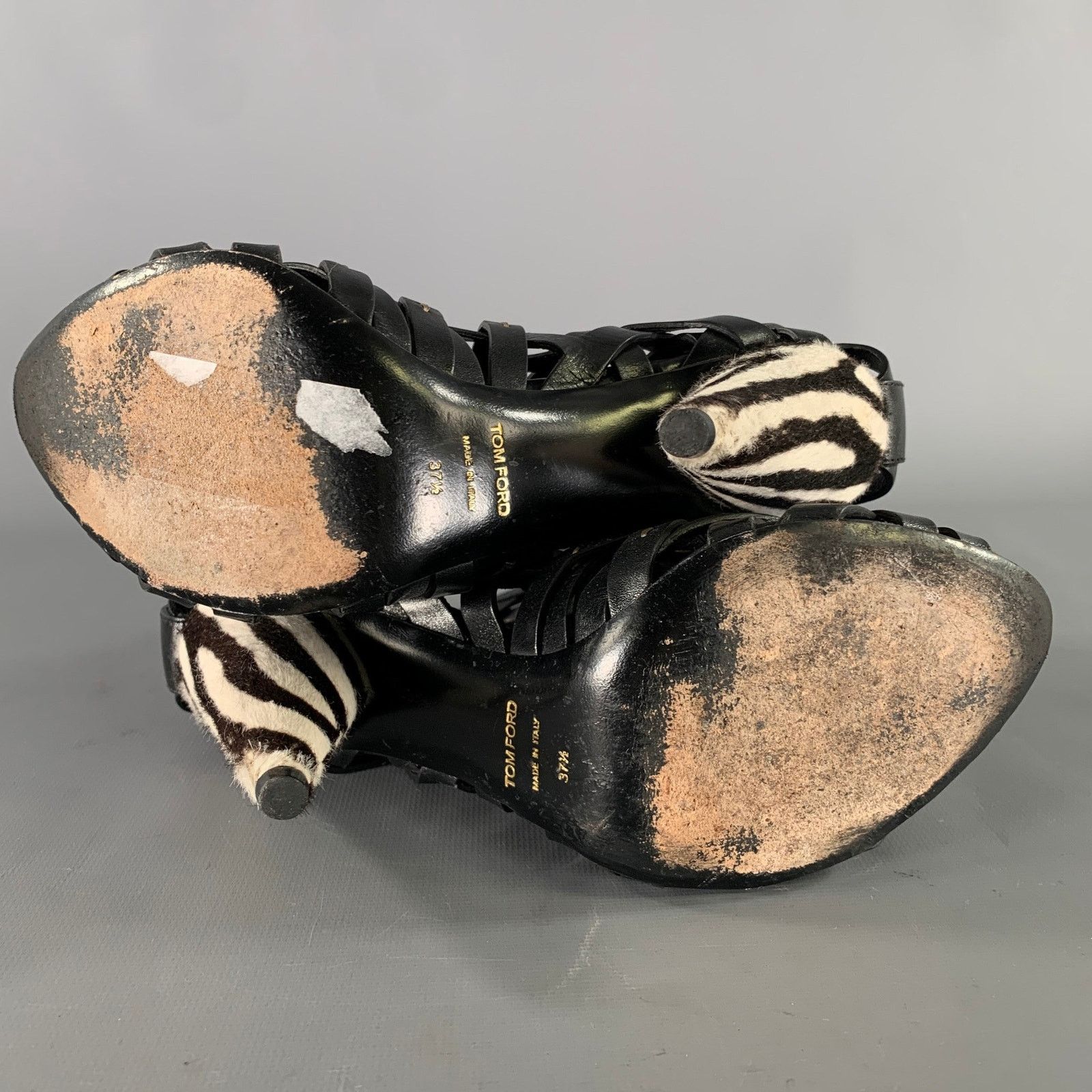 Tom Ford TOM FORD 7.5 Black Gold Leather Mixed Pattern Zip Up Boots Size US 7.5 / IT 37.5 - 6 Thumbnail