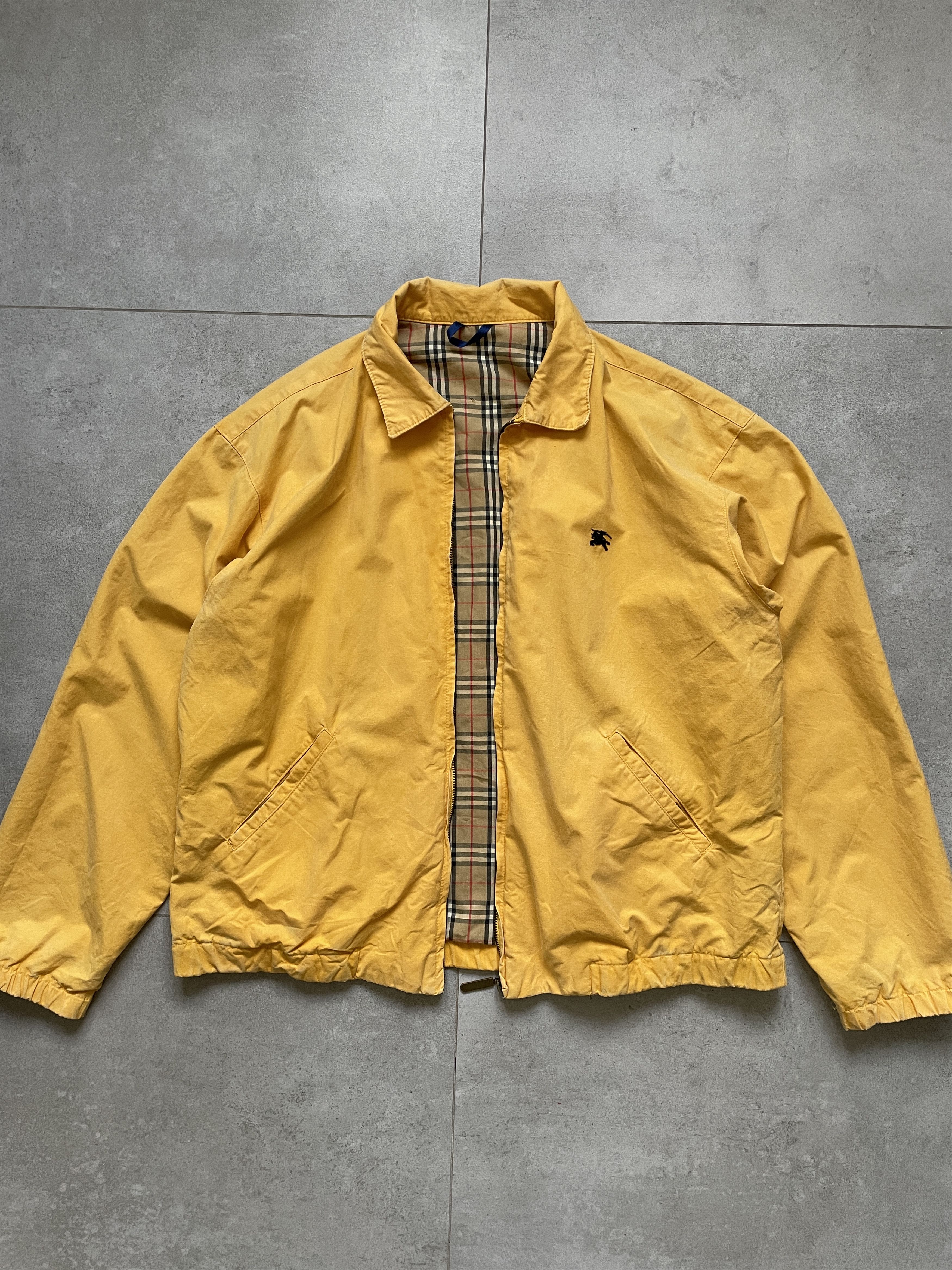 image of Bomber Jacket x Burberry Vintage Burberrys Boxy Washed Yellow Harrington Jacket, Men's (Size Large)