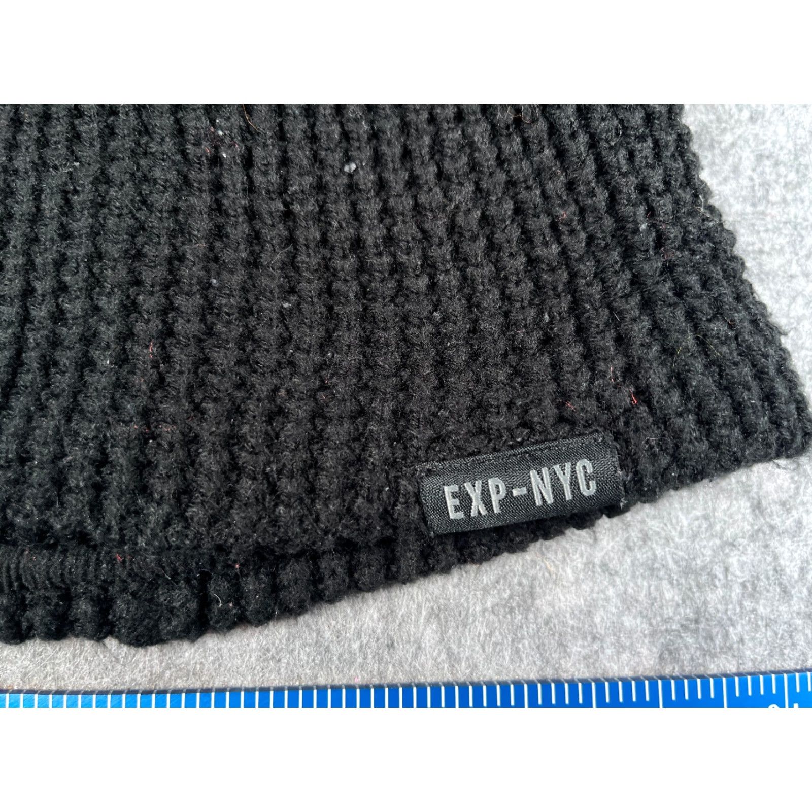 Express Express Beanie Toque Hat Unisex Adults One Size Black Waffle Knit Acrylic Polyester Embroidered Logo City New York Theme Size ONE SIZE - 2 Thumbnail