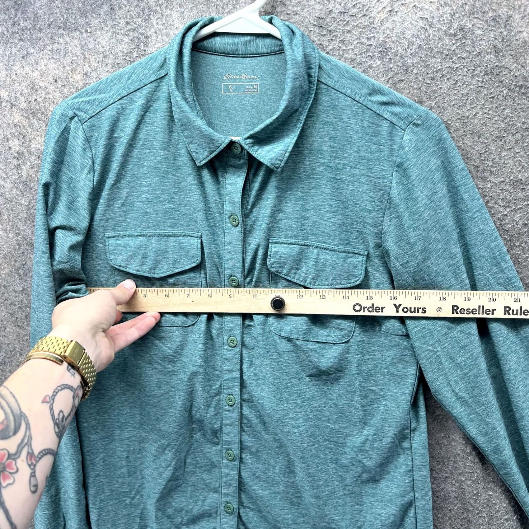 Eddie Bauer Eddie Bauer Shirt Womens Medium Green Button Front Pockets Long Sleeve Top Size M / US 6-8 / IT 42-44 - 5 Thumbnail