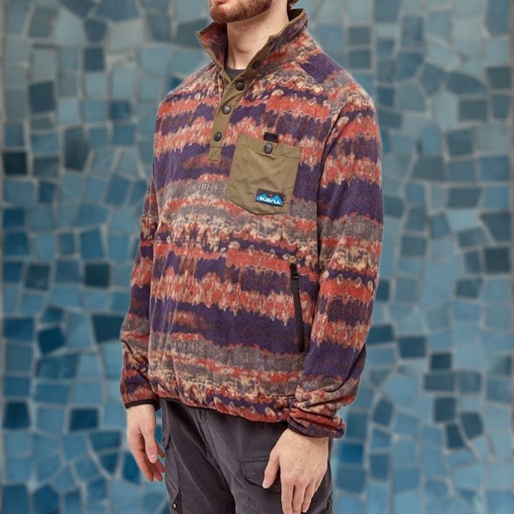 KAVU KAVU Teannaway Snap Fleece Duff Tie Dye Pullover Men's S Size US S / EU 44-46 / 1 - 1 Thumbnail