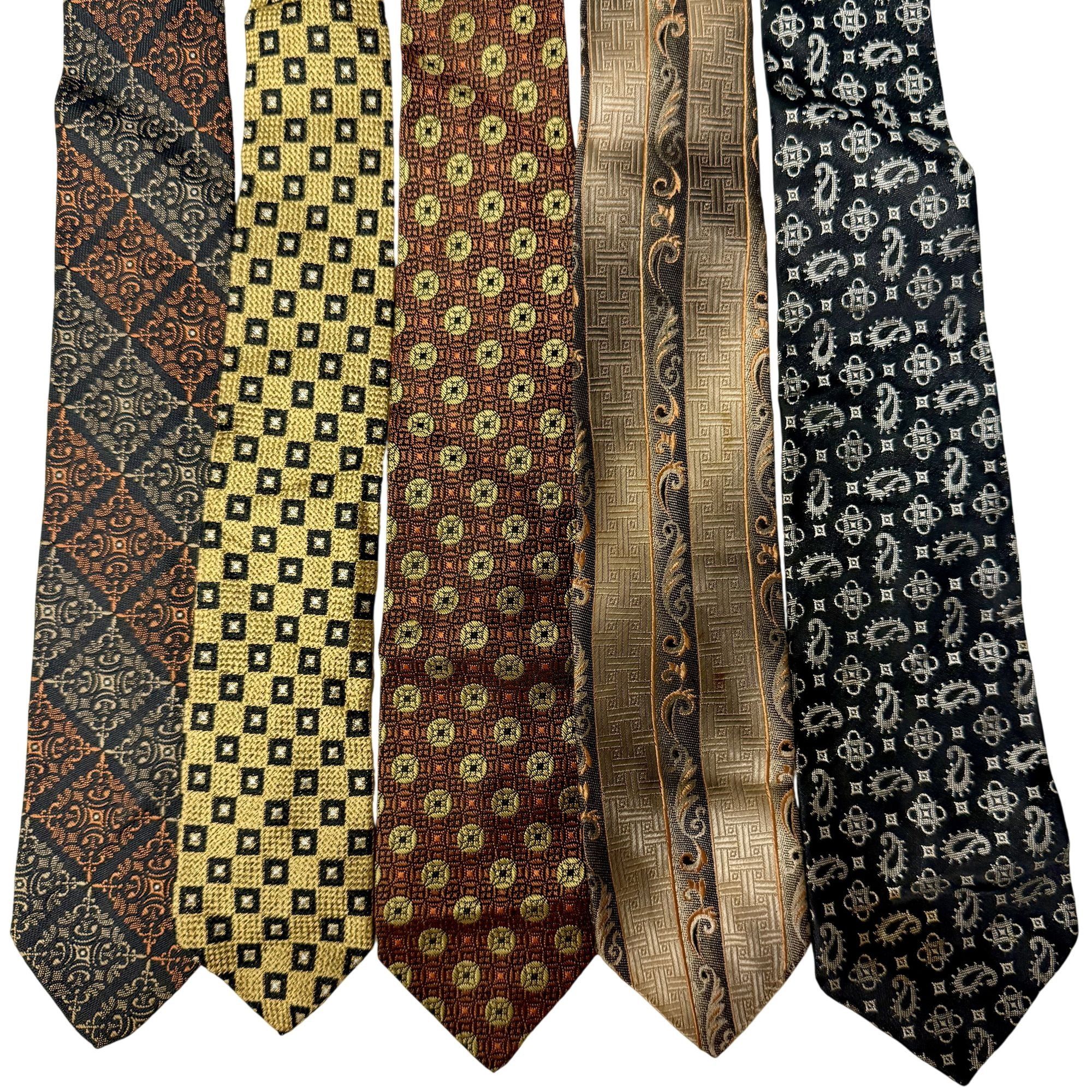Towncraft 5 pc 50's ROCKABILLY Necktie LOT SKINNY RAYON GEOMETRIC Ties Size ONE SIZE - 1 Thumbnail
