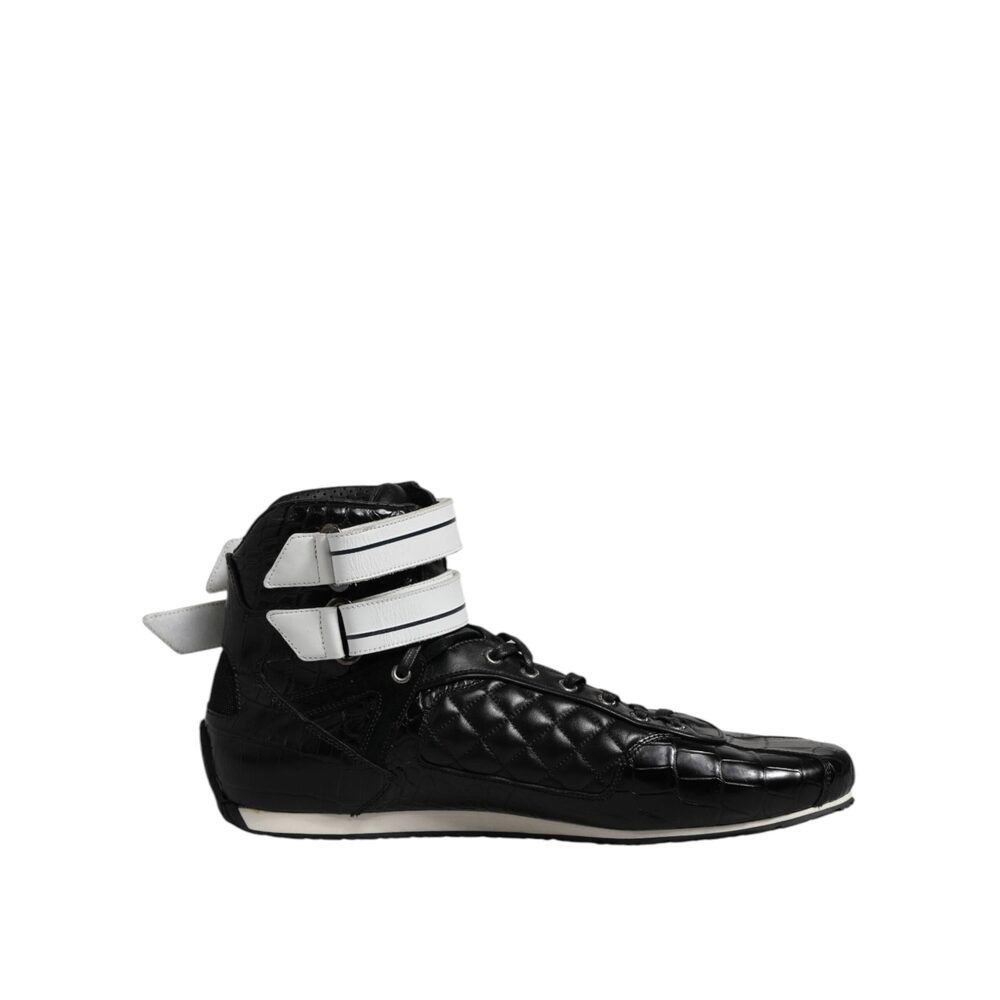 Dolce & Gabbana Dolce & Gabbana Black Quilted Leather Lace Up Sneakers Shoes Size US 11 / EU 44 - 7 Thumbnail
