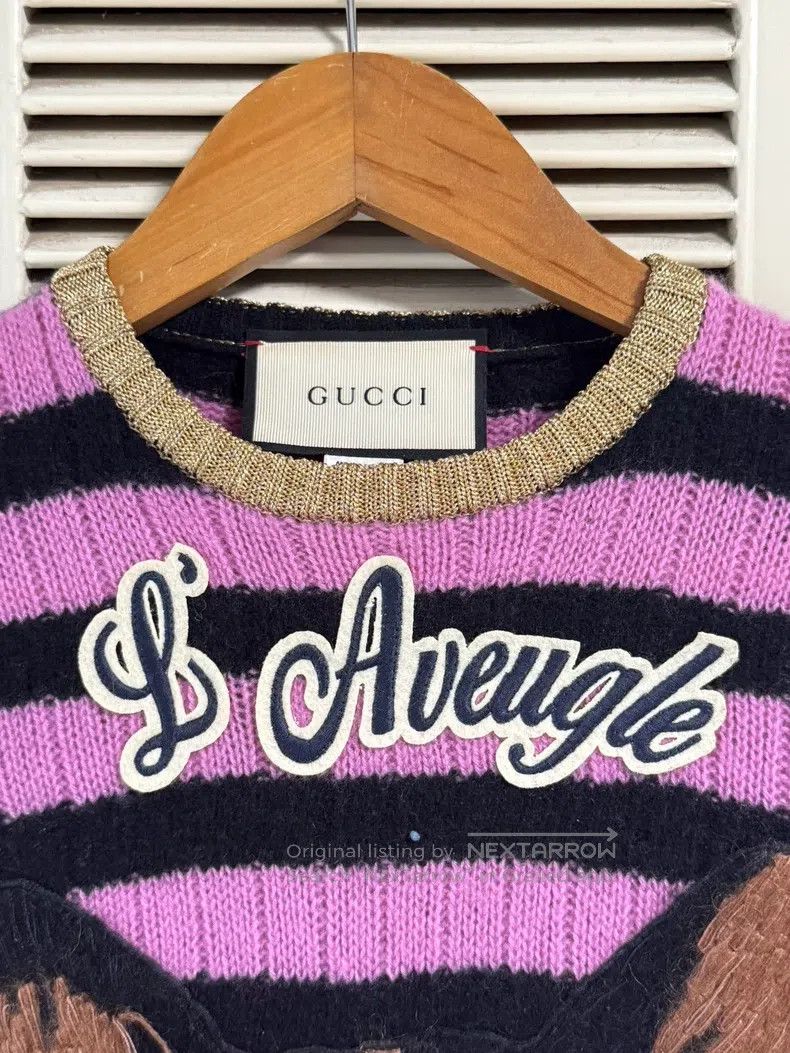 Gucci Gucci Pink striped cat embroidered sweater Size XS / US 0-2 / IT 36-38 - 3 Thumbnail