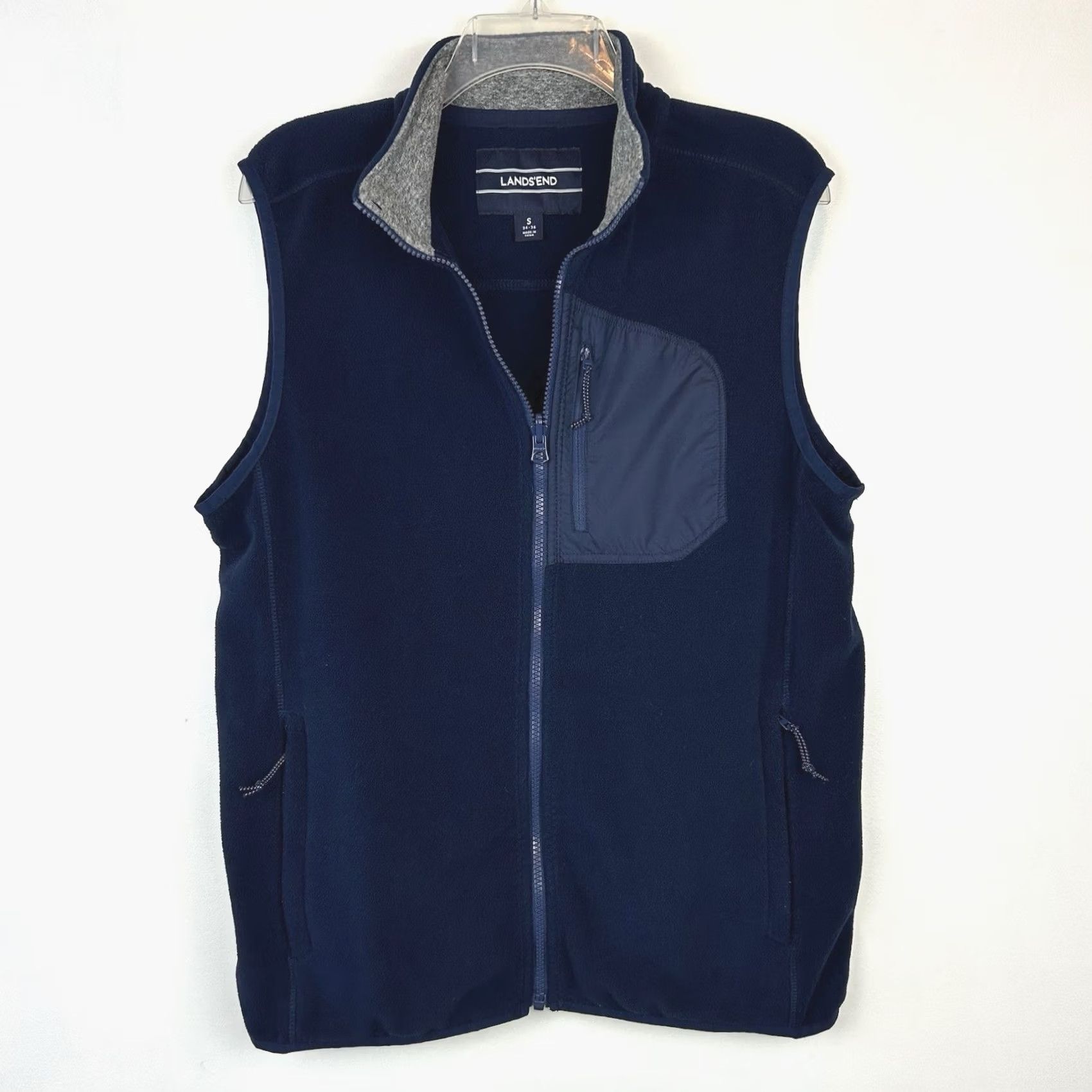 Lands' End Lands' End Vest Mens S Fleece Navy Blue Zip Pockets Front Zip Casual Preppy Size US S / EU 44-46 / 1 - 4 Thumbnail