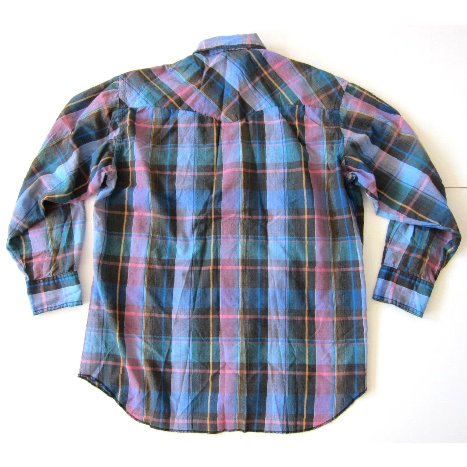 Vintage Vtg Rustler XLong Tails Pink Plaid Snap Button Collared Western Shirt L 16 32/33 Size US L / EU 52-54 / 3 - 2 Thumbnail