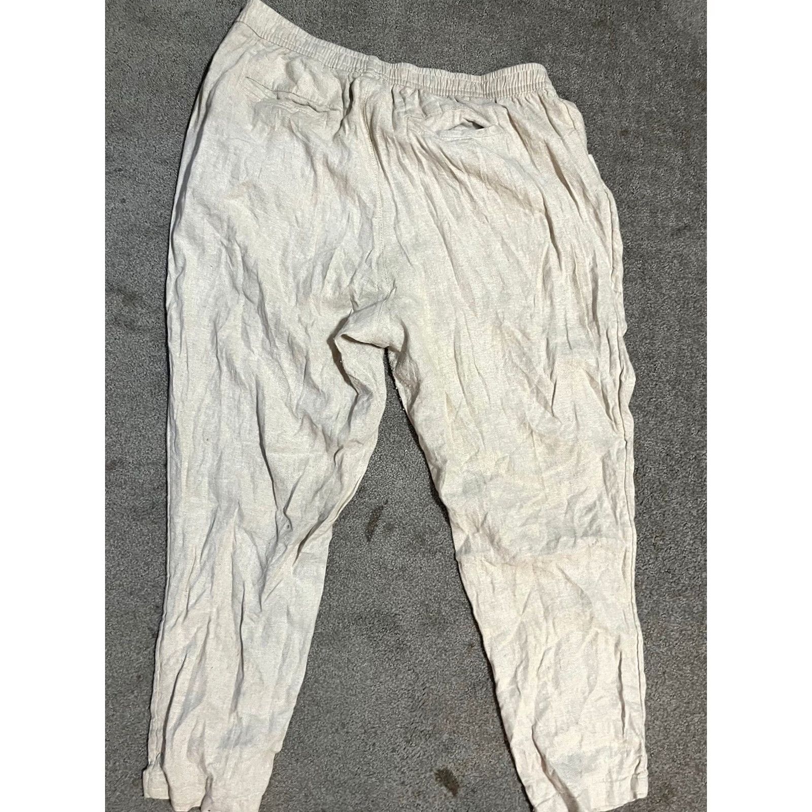 Old Navy Old Navy Pants Womens Large Beige Linen Blend Joggers Drawstring Elastic Cuffs Size 36" / US 14 / IT 50 - 3 Thumbnail