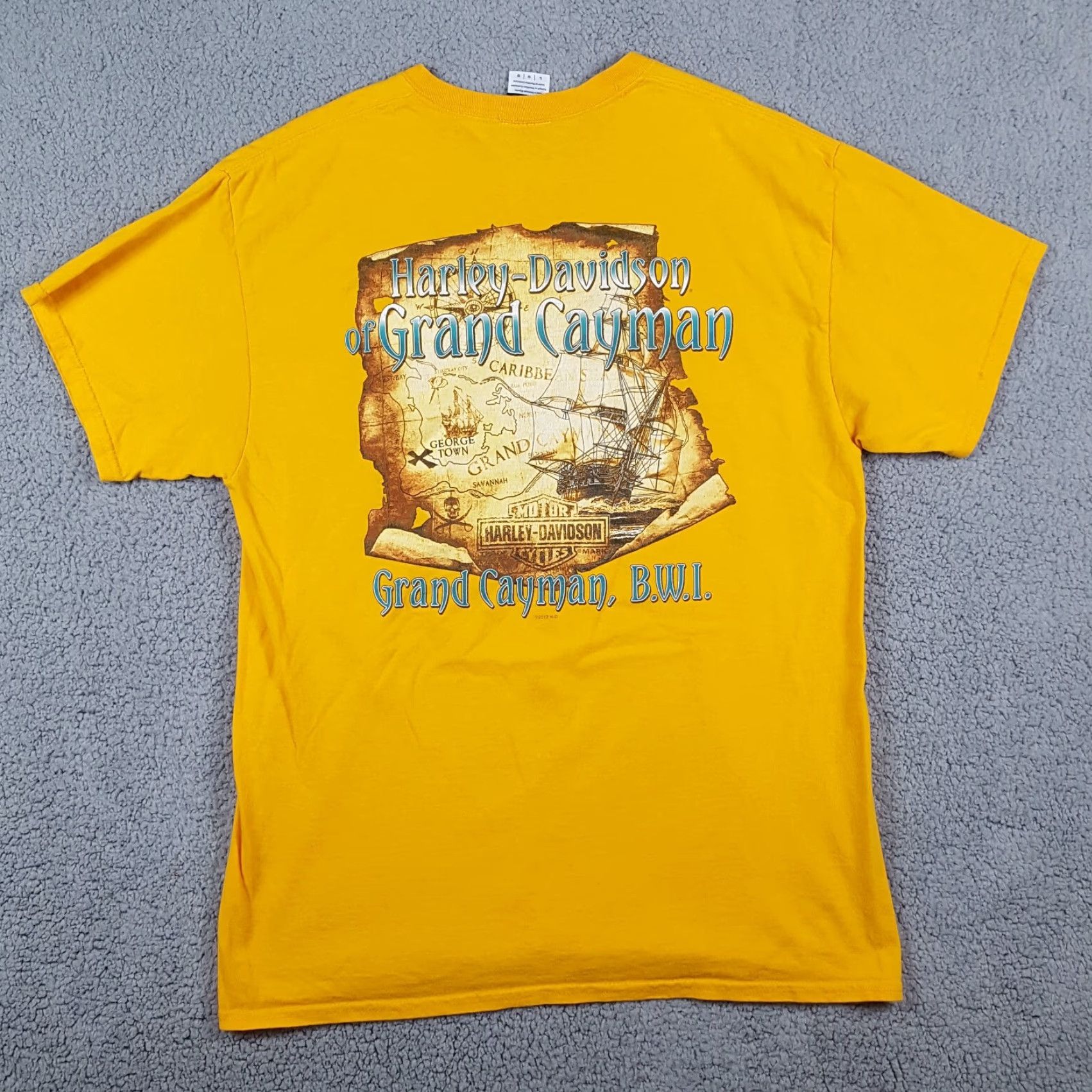 Harley Davidson Vintage Harley-Davidson T-Shirt Men's Large Biker Pirate Beach Retro Yellow Cotton Y2K Motorcycle Outdoor Accessories Size US L / EU 52-54 / 3 - 5 Thumbnail