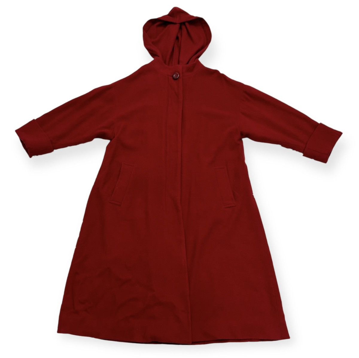 Hiroko Koshino Homme × Japanese Brand × Vintage Vtg Hiroko Koshino Detachable Hoodie Lining Wool Long Jacket Size M / US 6-8 / IT 42-44 - 1 Thumbnail