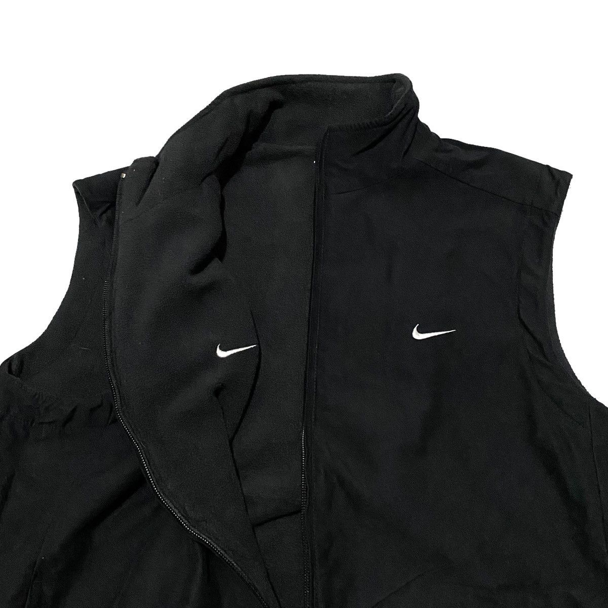 Nike × Vintage Nike fleece Black grey reversible vest Size US L / EU 52-54 / 3 - 1 Thumbnail