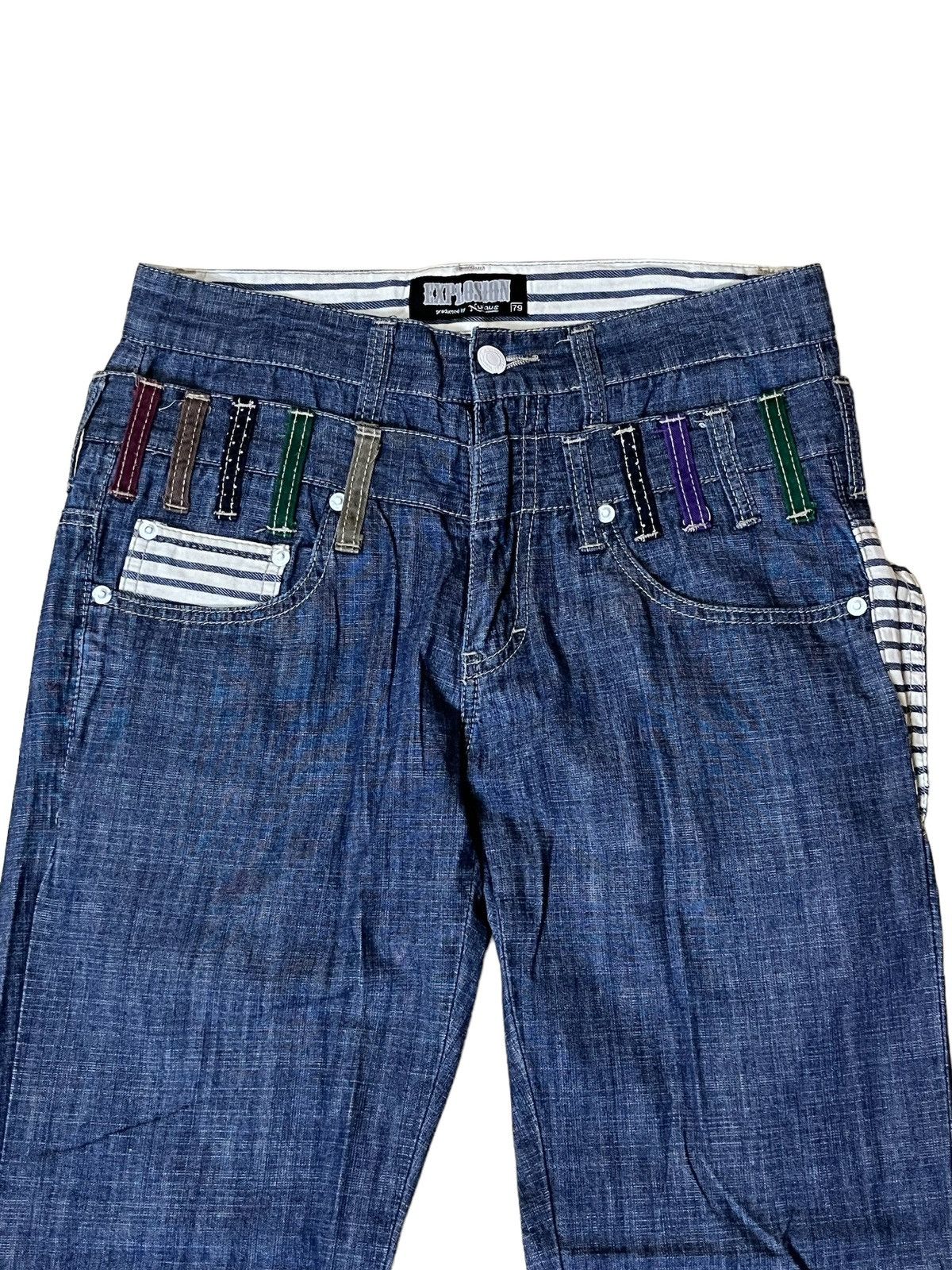 Japanese Brand SICK Y2K JAPANESE EXPLOSION BY NYLAUS DOUBLE WAIST JEANS Size US 30 / EU 46 - 4 Thumbnail