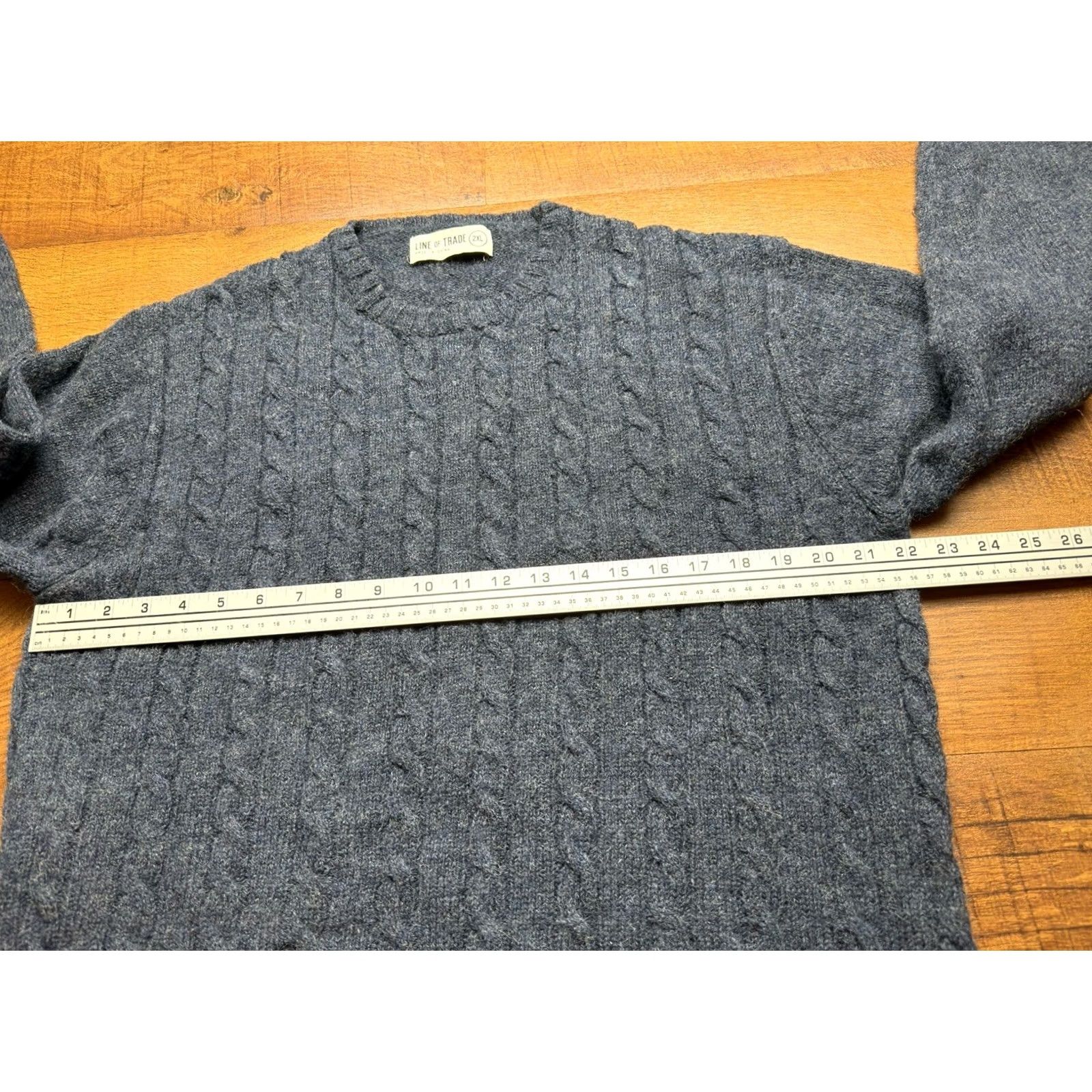 Vintage Line Of Trade Fisherman Sweater Navy Cable-Knit 100% Shetland Wool Men’s 2XL Size US XXL / EU 58 / 5 - 6 Thumbnail