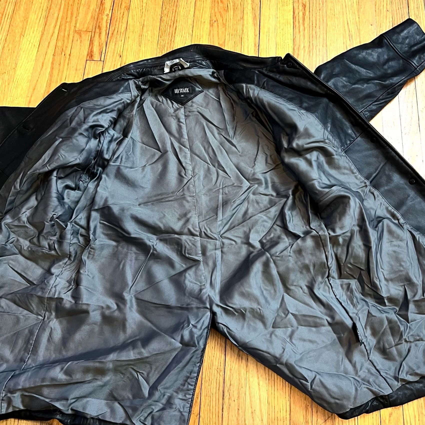 Vintage VINTAGE 111 STATE Leather Jacket Womens Medium Black Motorcycle Jacket Long Button Y2K Size M / US 6-8 / IT 42-44 - 5 Thumbnail