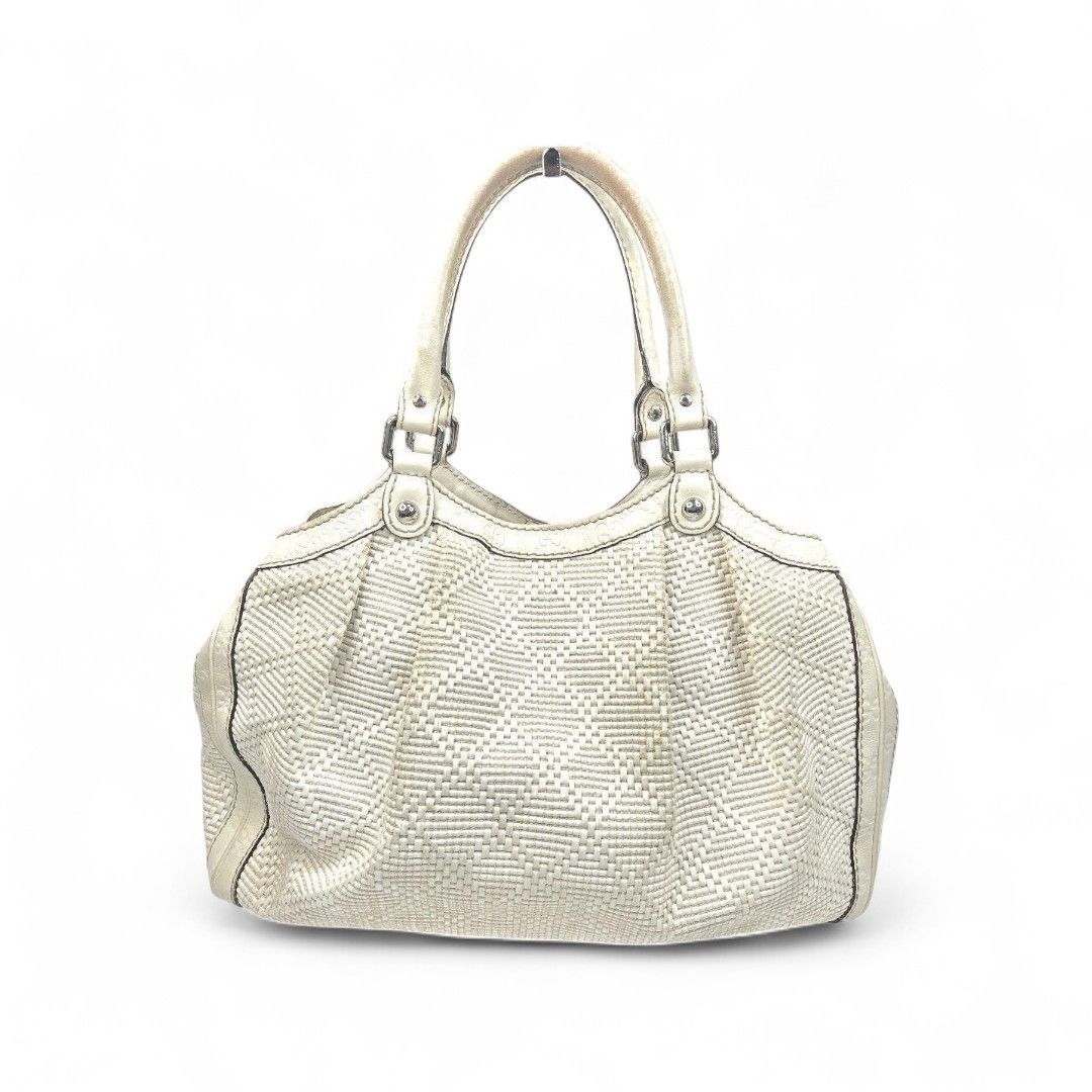 Gucci Gucci - Sukey White Leather Tweed Luxury Shoulder Bag Size ONE SIZE - 1 Thumbnail