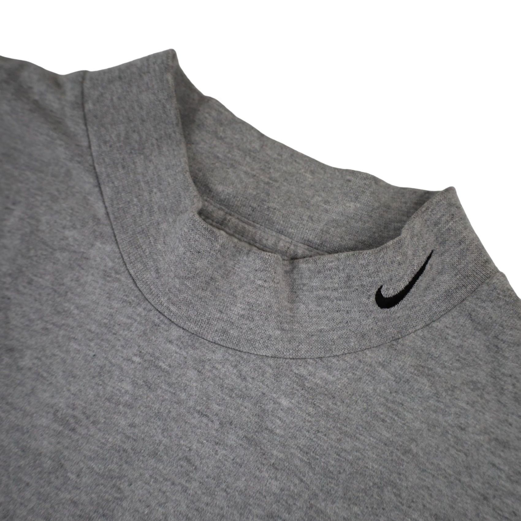 Nike VINTAGE Nike Mens Large Mini Swoosh Moc Neck Long Sleeve T Shirt Gray Size US L / EU 52-54 / 3 - 5 Thumbnail