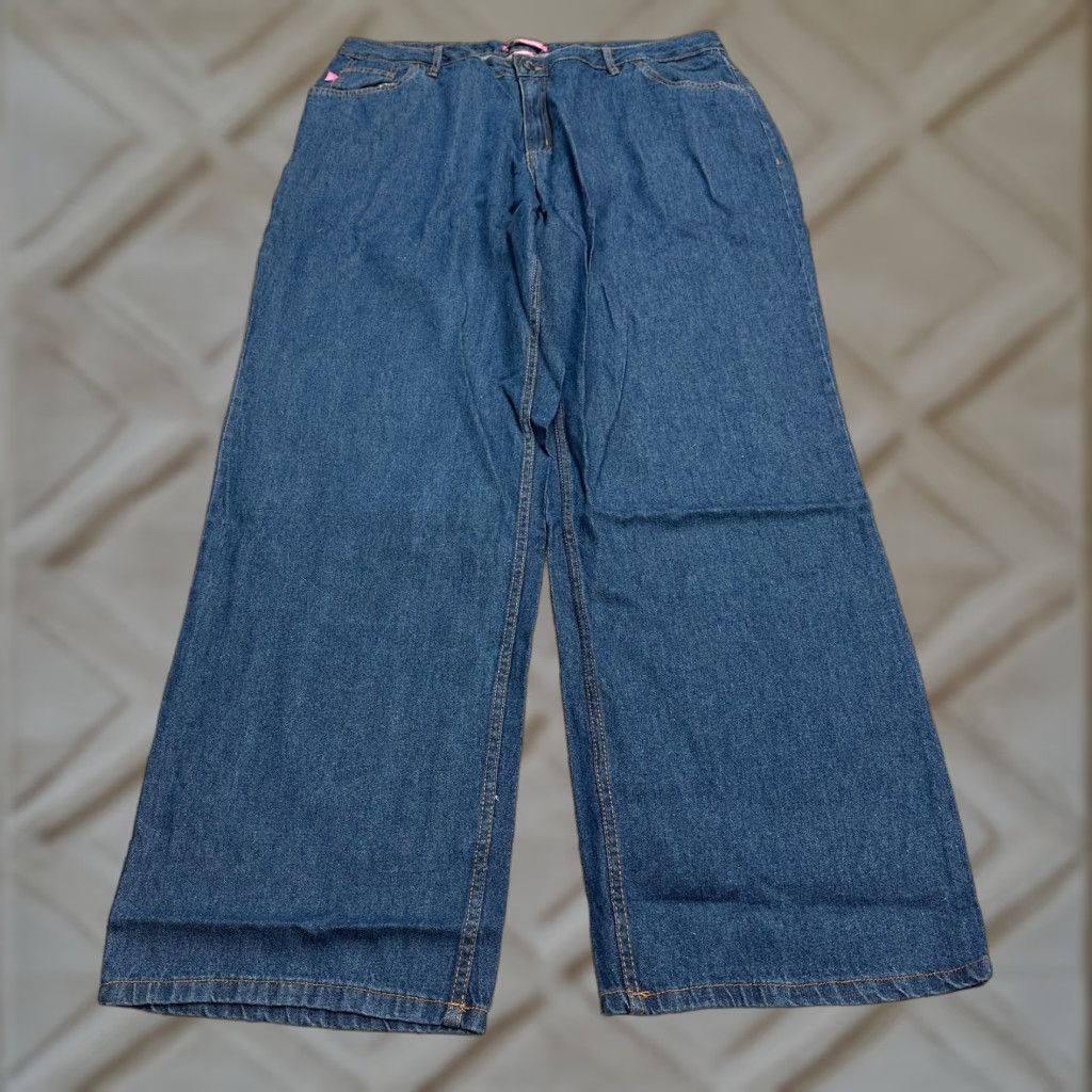 Vintage Woman Within Jeans Women 22 Tall Blue Denim Straight 5-Pocket High Rise Cotton Womens Size 40" / US 18 - 1 Thumbnail
