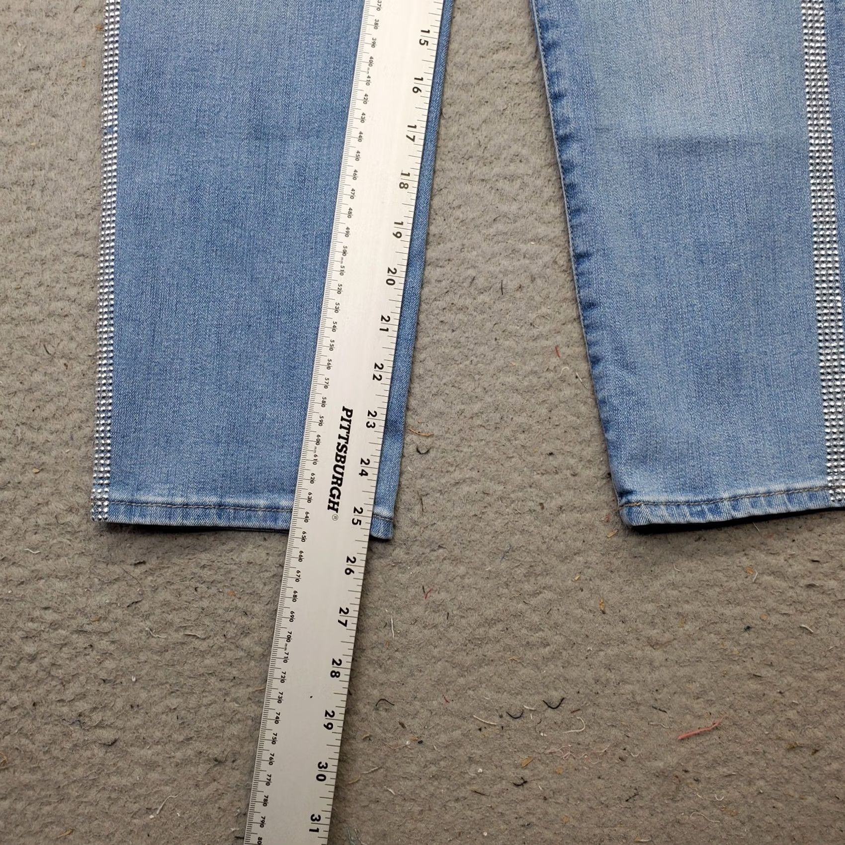 Denime Skinnygirl Womens Size 24 Jeans Blue Denim Faded Rhinestone Straight Leg Celeste Ankle Jeans Size 42" / US 20 - 4 Thumbnail