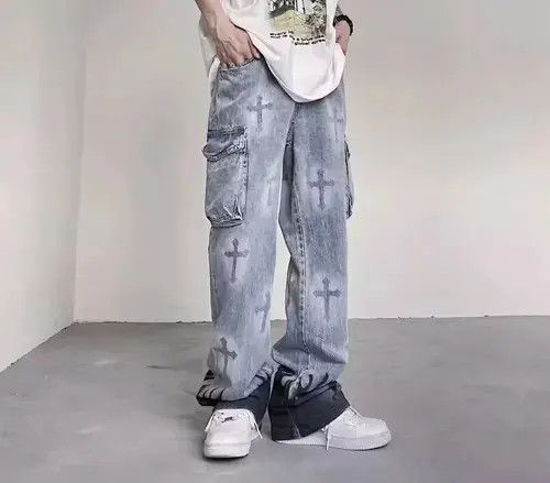 Other Graffiti Denim Cargo Pants Size US 30 / EU 46 - 2 Thumbnail