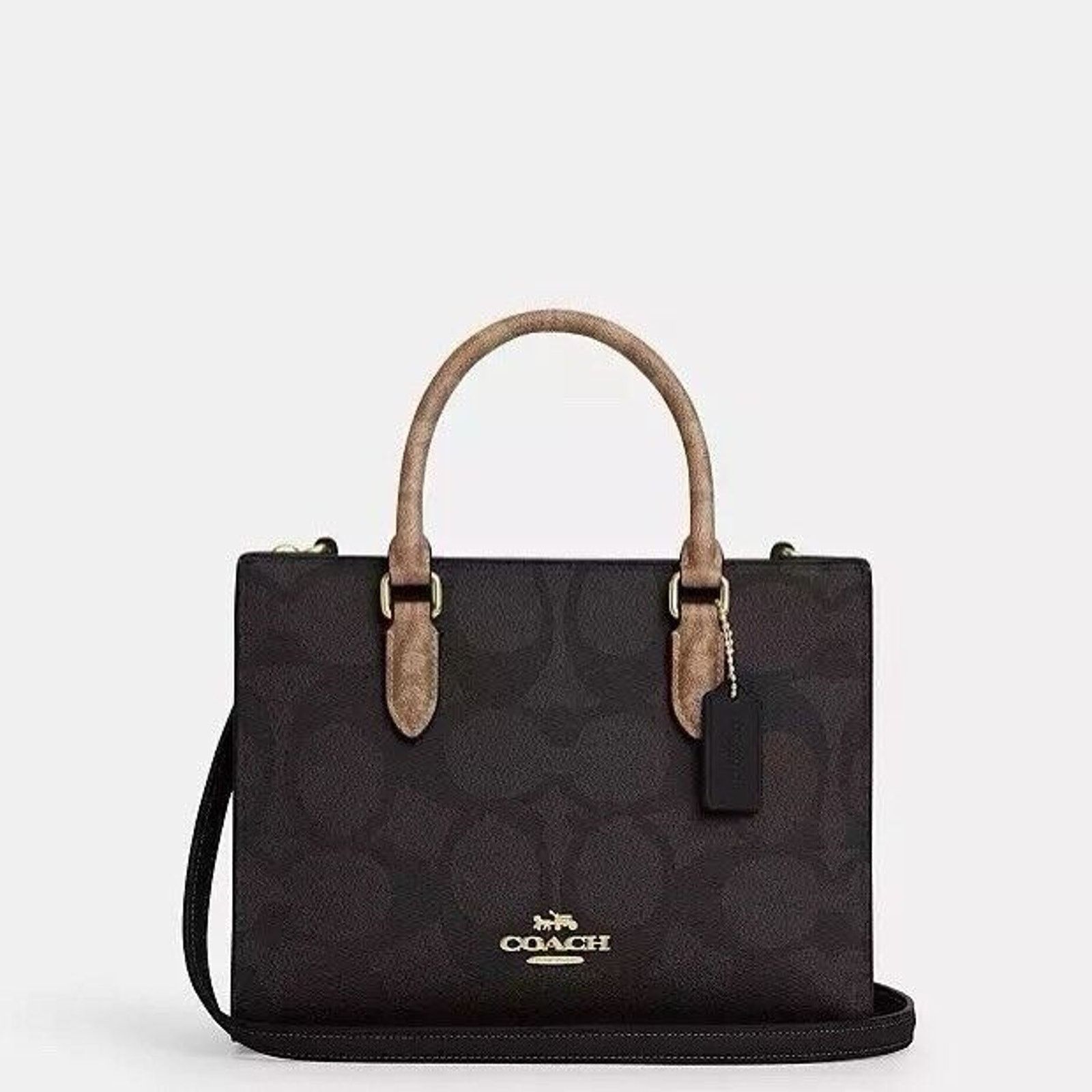 Coach NWT Coach Maggie Small Tote Bag Blocked Walnut/Tan CY676 Size ONE SIZE - 2 Thumbnail