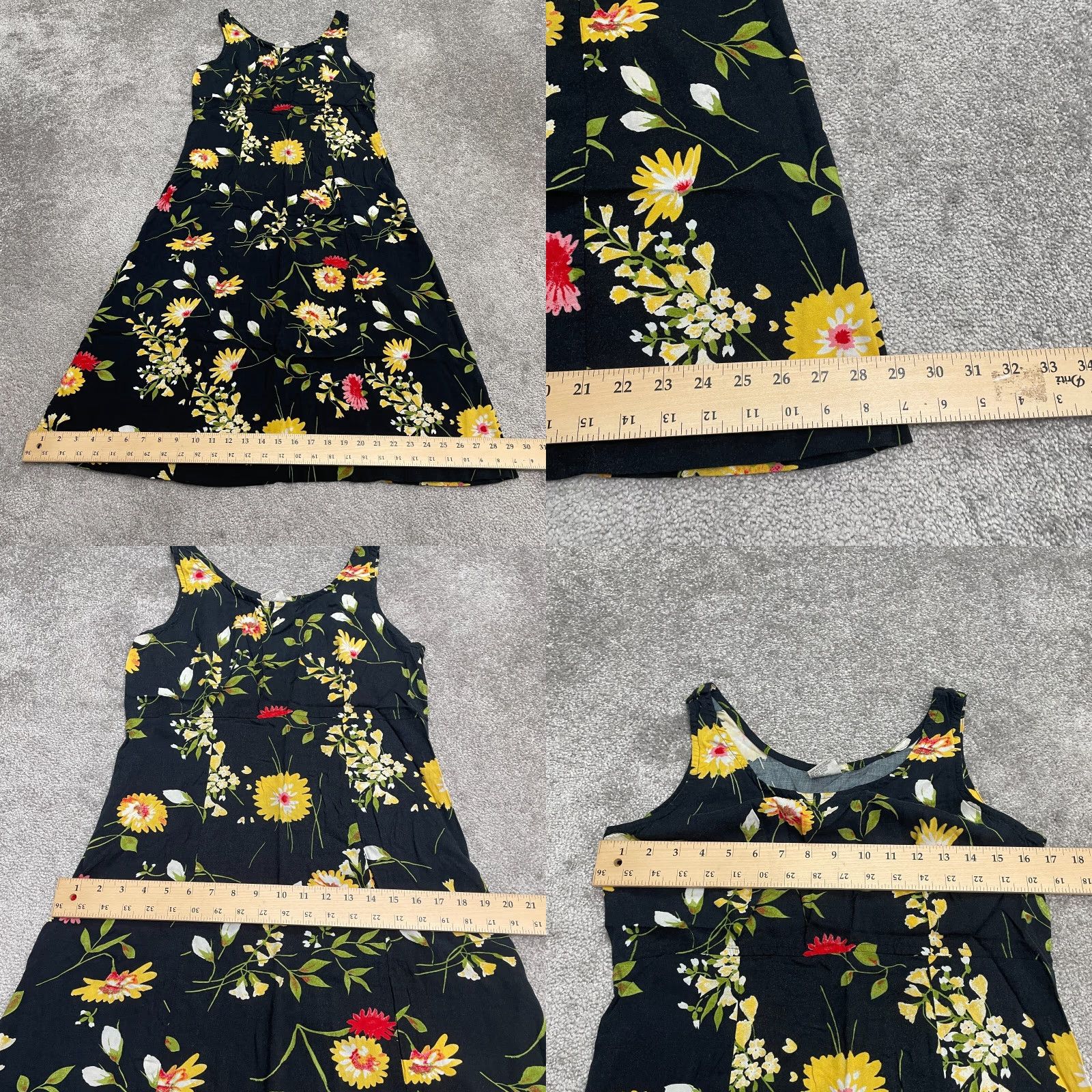 Vintage Unbranded Floral Sleeveless A-Line Midi Maxi Dress Womens 6 Black Rayon Casual Size M / US 6-8 / IT 42-44 - 8 Thumbnail