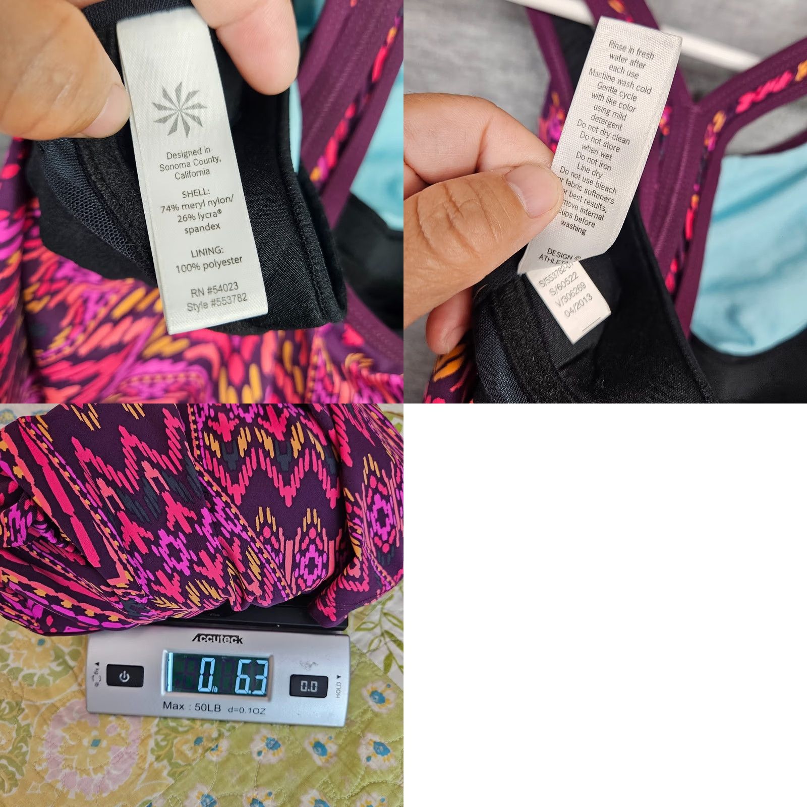 Athleta Athleta Tankini Top Size M Racerback Adjustable Multicolor Sleeveless Activewear Top Womens Size M / US 6-8 / IT 42-44 - 8 Thumbnail