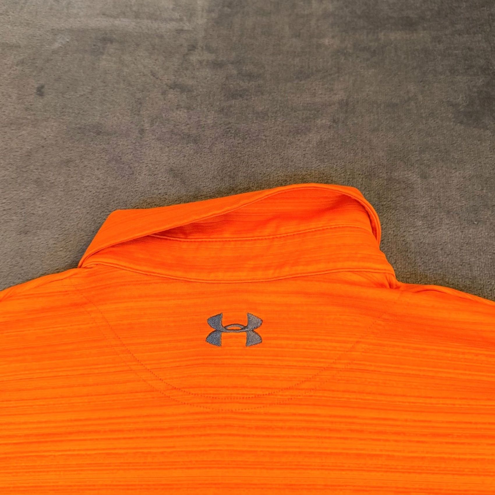 Under Armour Under Armour HeatGear Polo Shirt Mens L Orange Loose Fit Striped Golf Polo Shirt Size US L / EU 52-54 / 3 - 5 Thumbnail