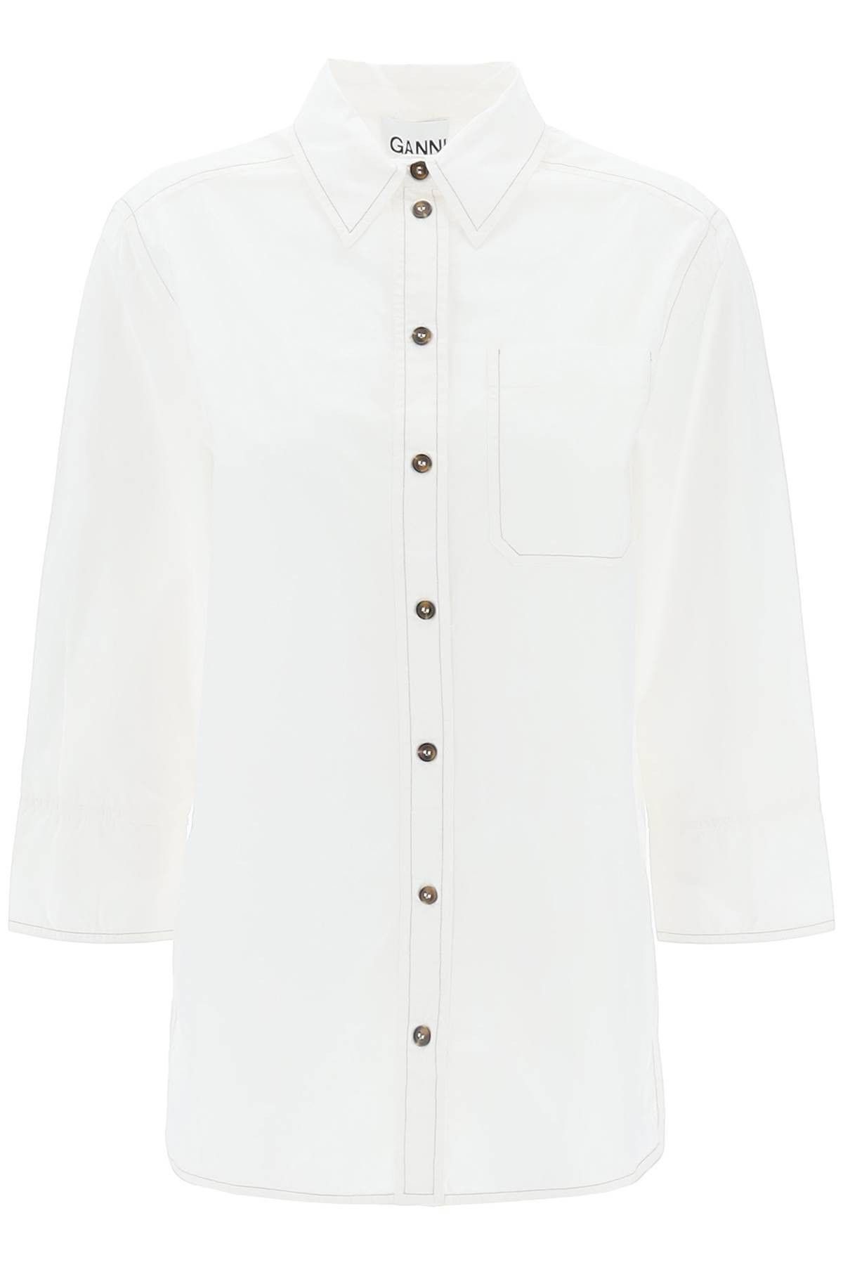 image of Ganni "oversized Poplin Size Eu 38 For Women in Bianco