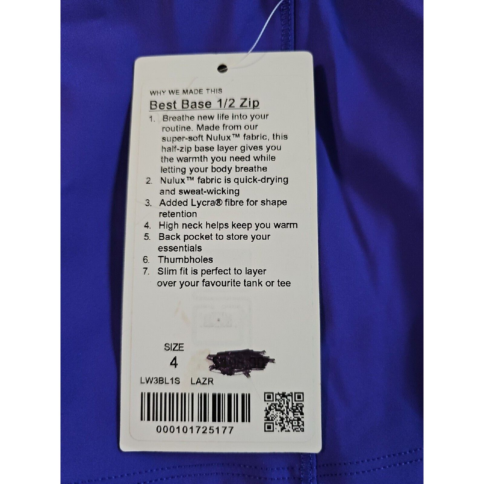 Lululemon Lululemon Best Base 1/2 Zip Purple Pullover Nulux, Size 4 Size S / US 4 / IT 40 - 3 Thumbnail
