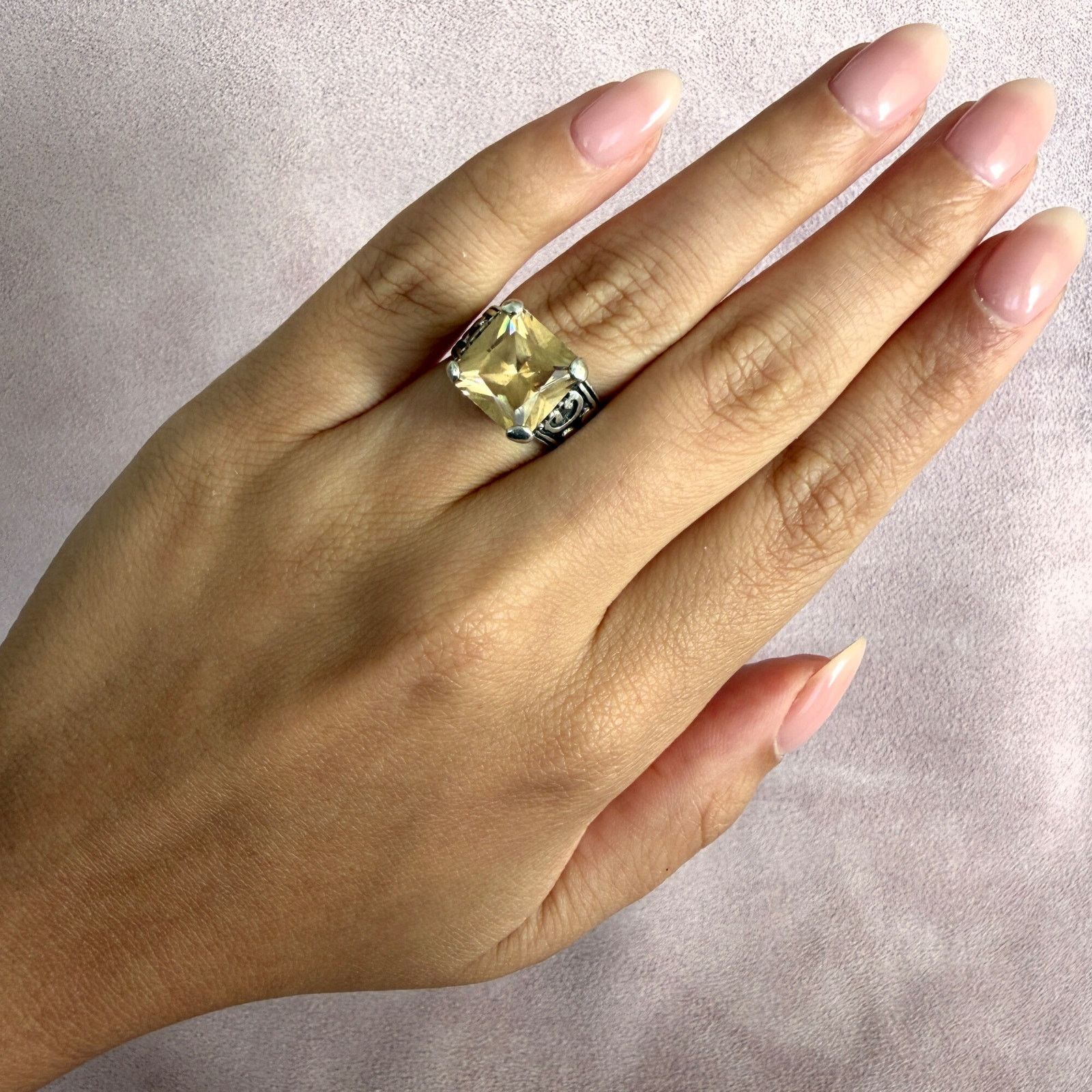 Sterling Silver sterling silver yellow cz scroll ring size 5.75 Size ONE SIZE - 2 Thumbnail