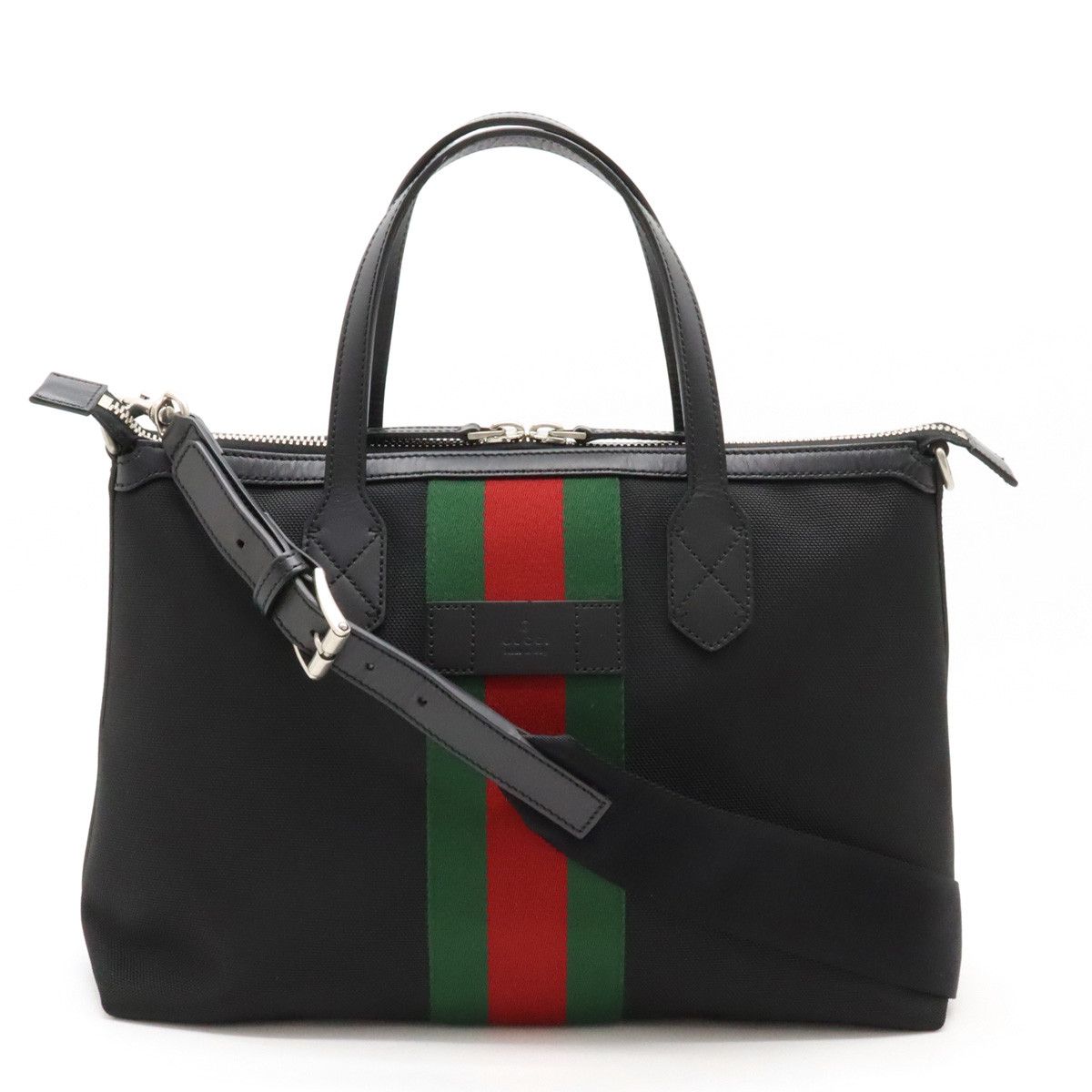 Gucci Gucci Gucci Nylon Canvas/Leather Web Stripe Tote Bag 2WAY 630923 Canvas Tote Bag 630923 in Pristine Condition Size ONE SIZE - 1 Thumbnail