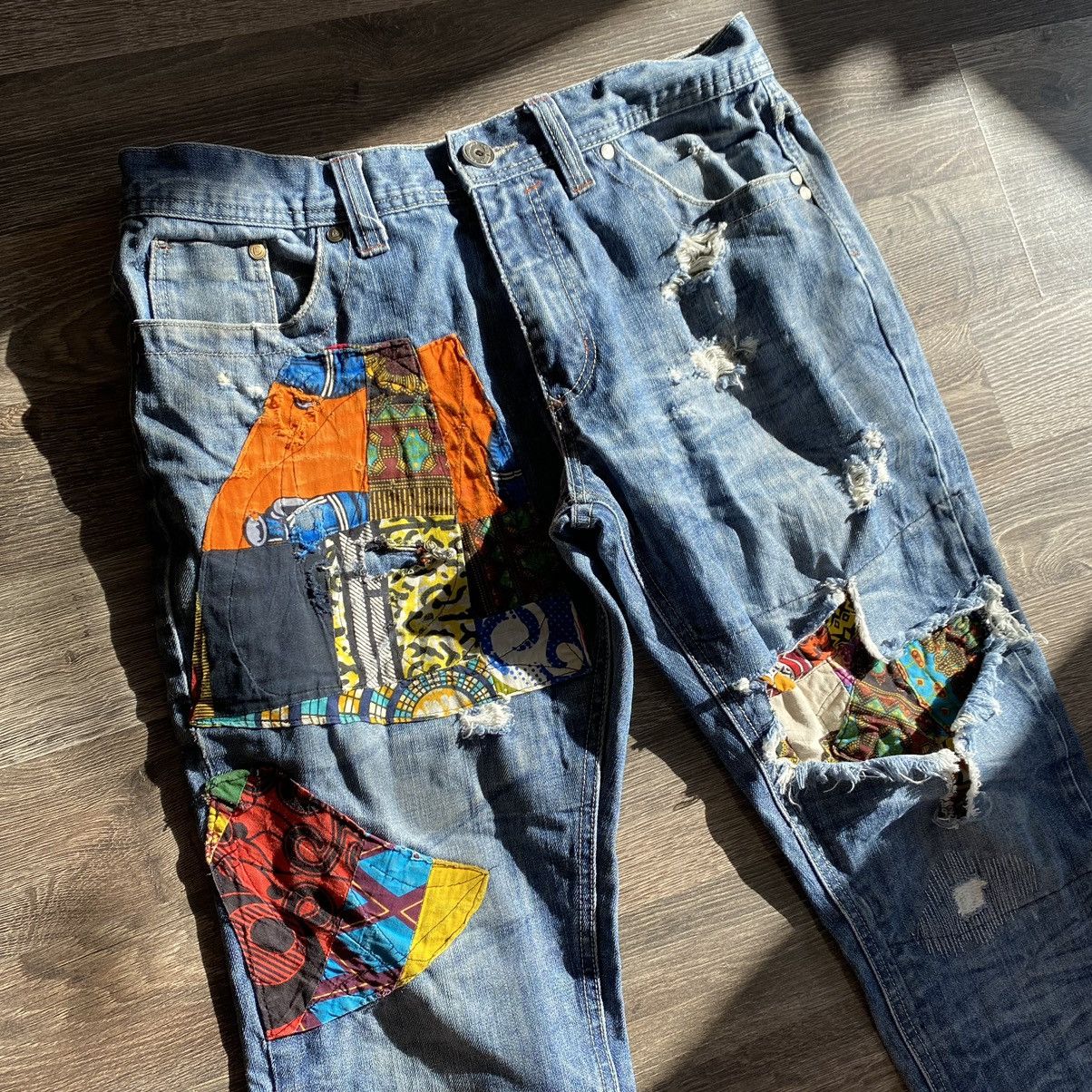 Vintage Custom patch work denim pants Size US 34 / EU 50 - 5 Thumbnail