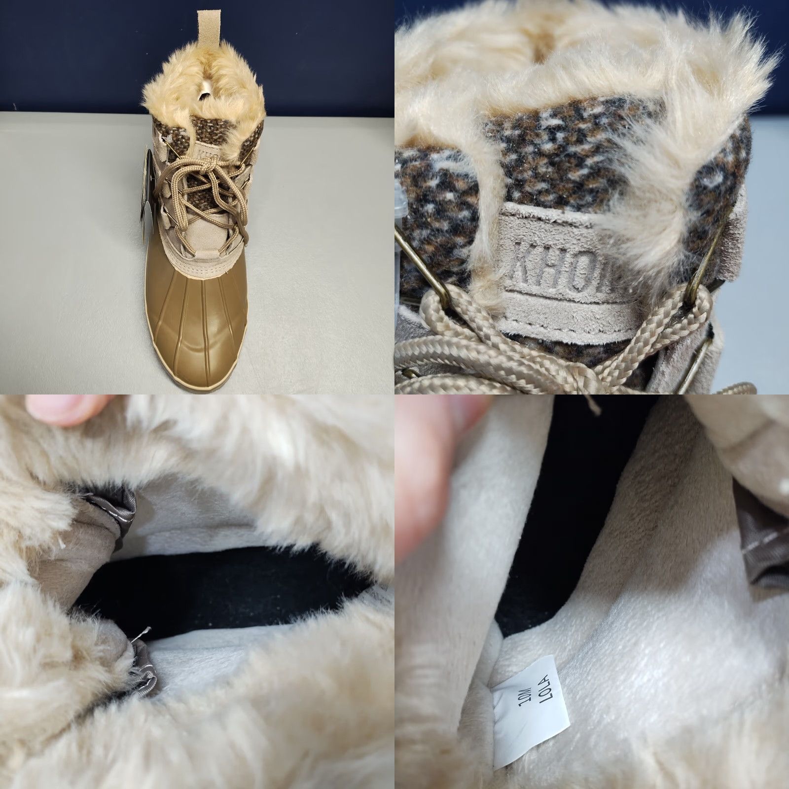 Vintage Khombu Thermolite Lola Winter Boots Womens 10 Taupe Faux Fur Round Toe Lace Up Boot Size US 10 / IT 40 - 9 Thumbnail
