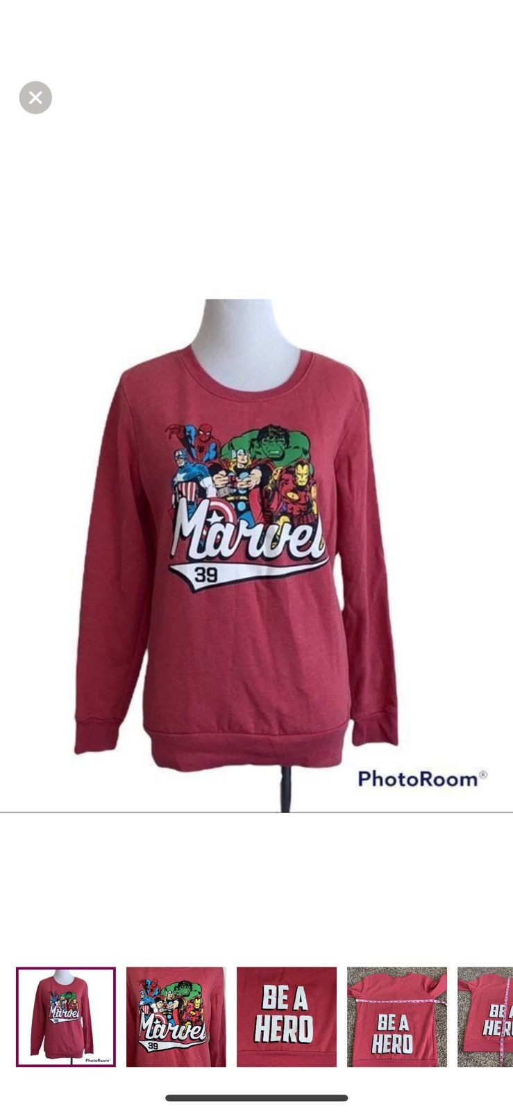 Marvel Comics Marvel small be a hero crewneck sweatshirt Size S / US 4 / IT 40 - 1 Thumbnail