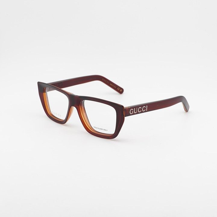 Gucci Gucci GG1724O 002 Eyeglasses Dark Havana 52mm Square Frame Size ONE SIZE - 1 Thumbnail
