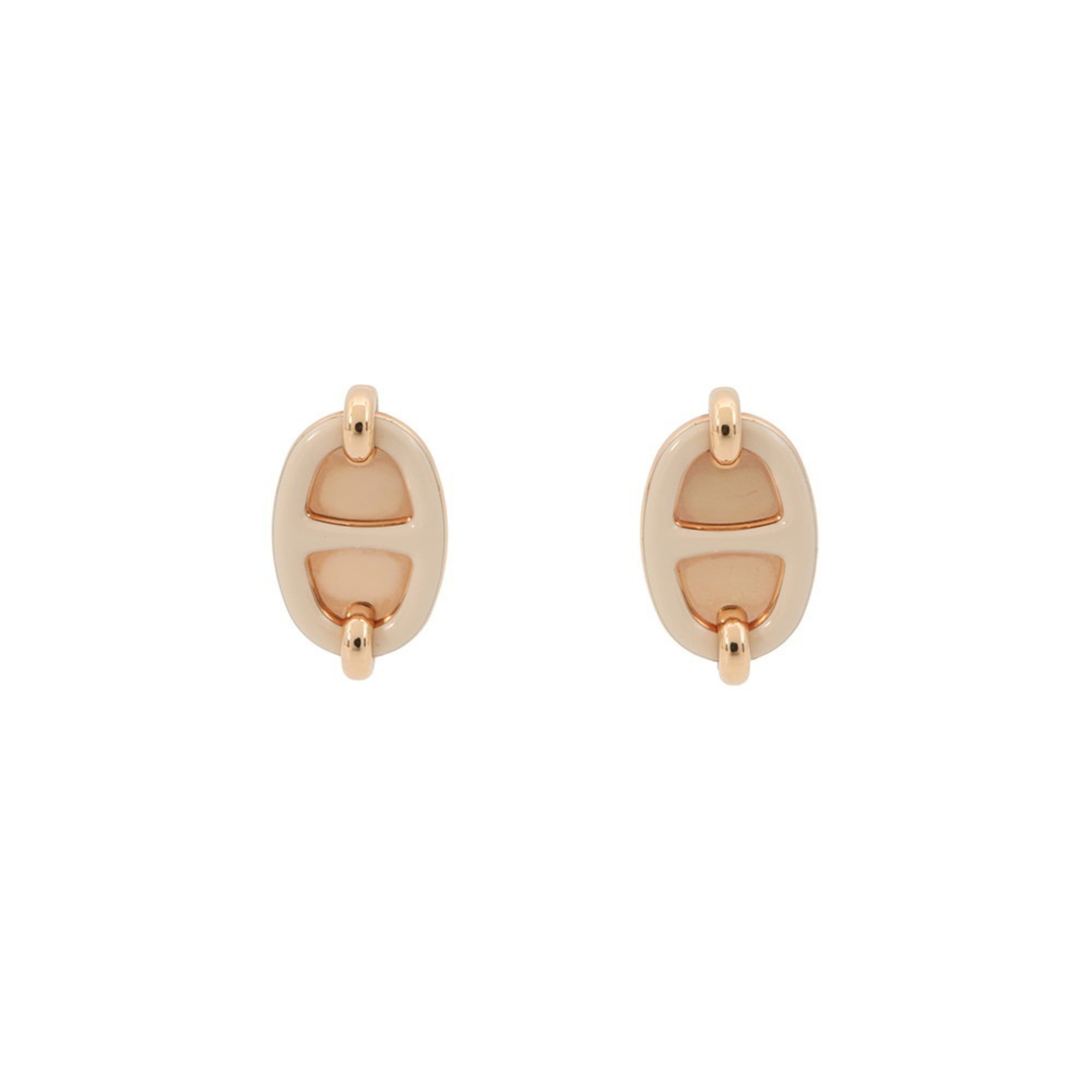 Hermes Hermes Earrings Mini Maillon Crème Pink HERMES Size ONE SIZE - 1 Thumbnail