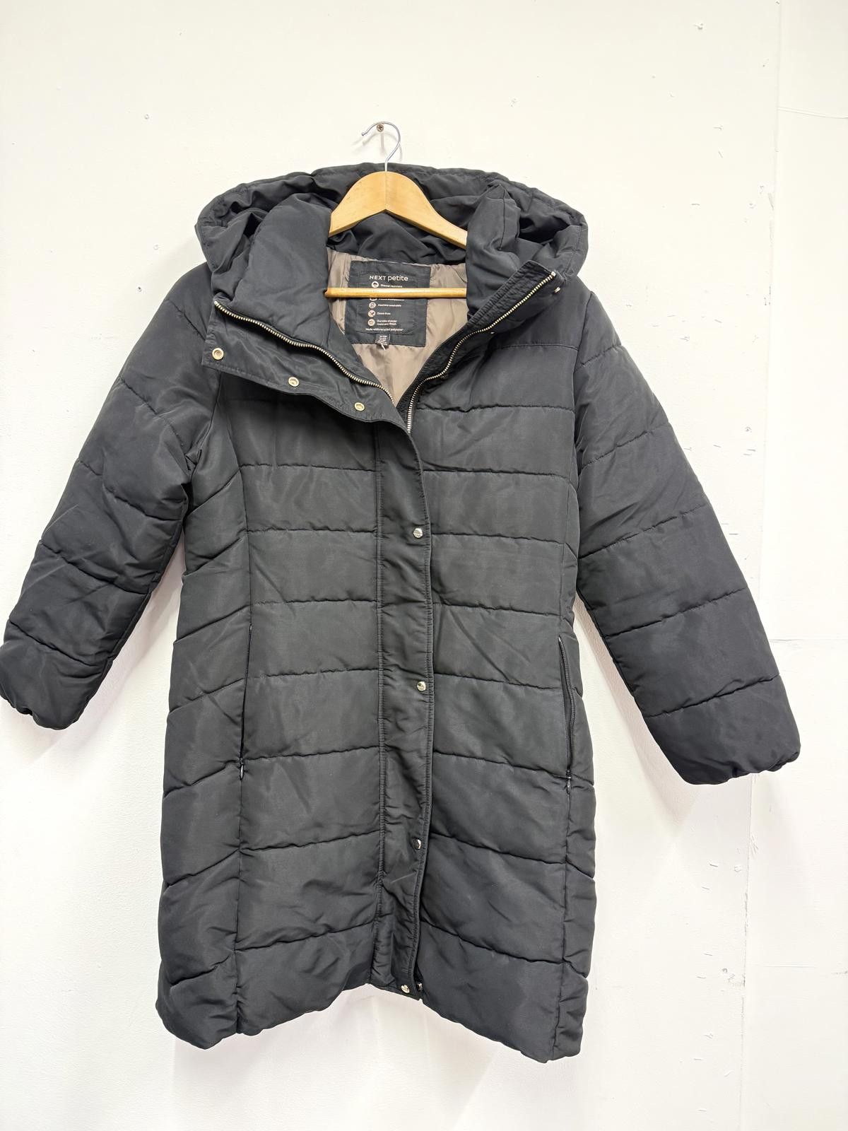 NEXT Next Petite Black Hooded Puffer Coat Size M / US 6-8 / IT 42-44 - 1 Thumbnail