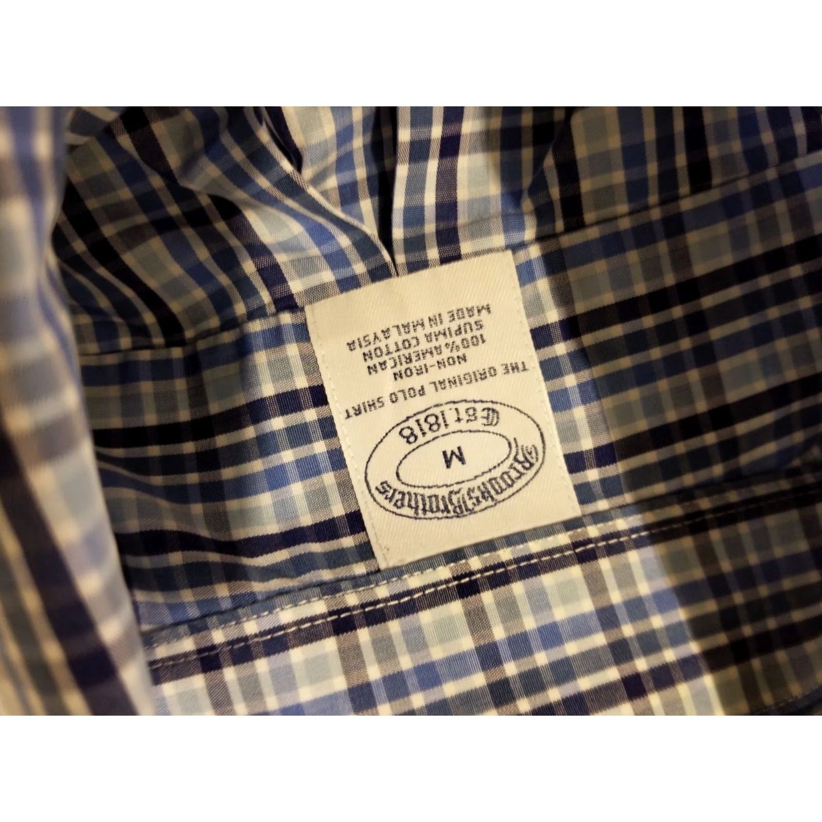 Brooks Brothers Brooks Brothers Dress Shirt M Medium Blue Cotton Mens Shirt Button Size 40R - 3 Thumbnail