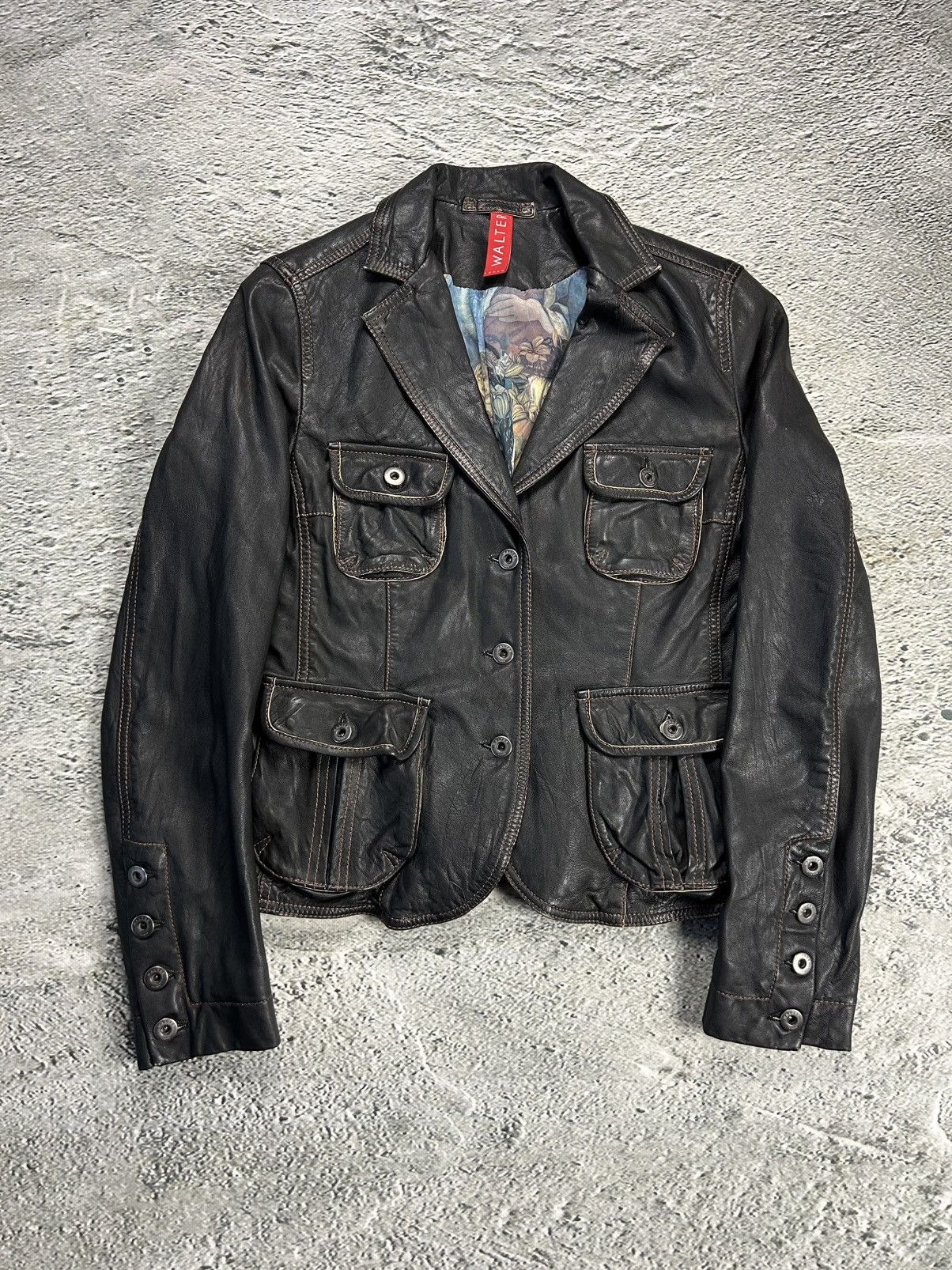 Designer × Vintage Vintage Leather Jacket Avant Garde Walter Leder Y2K Size S / US 4 / IT 40 - 1 Thumbnail