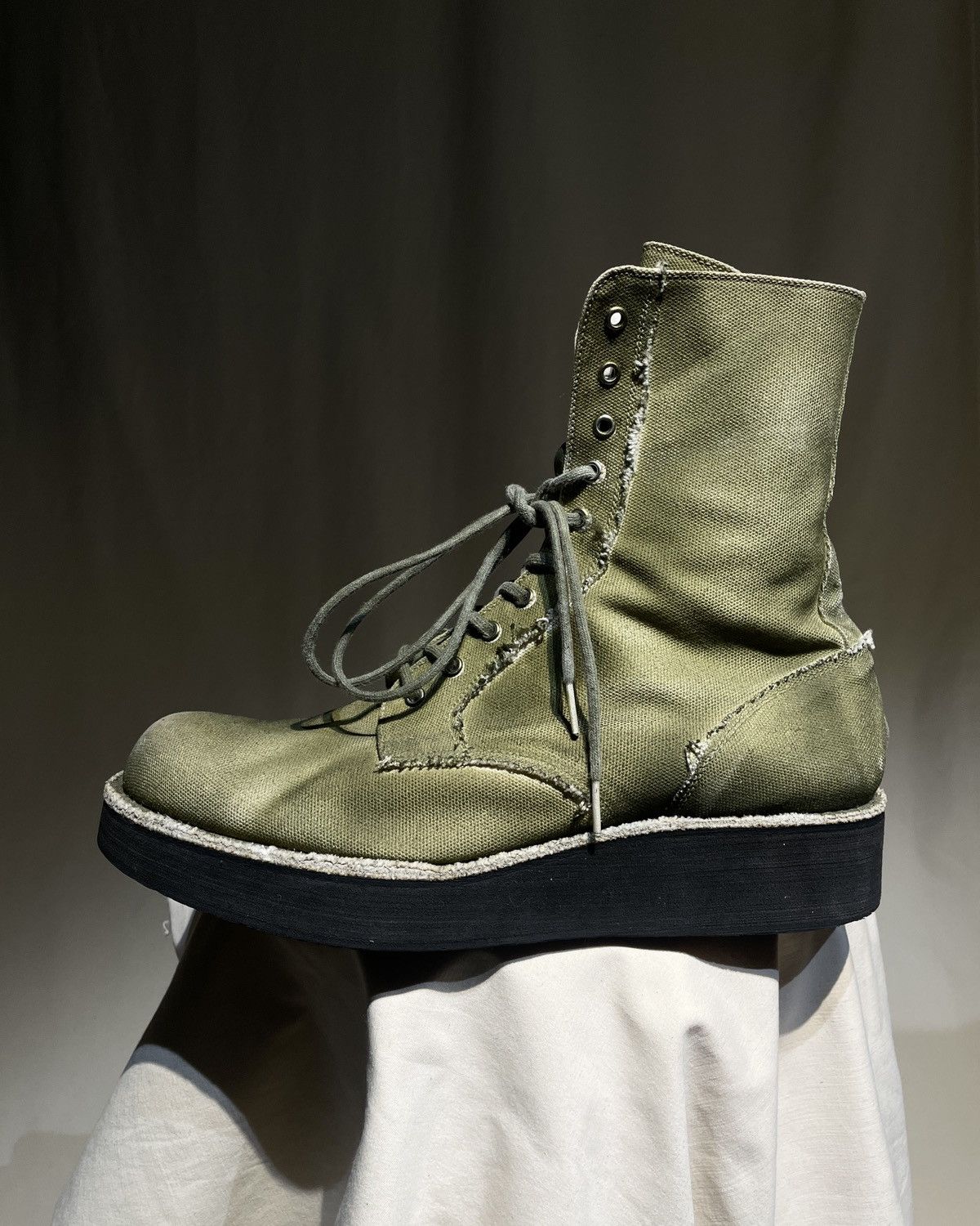 Yohji Yamamoto S/S2013 Yohji Yamamoto Pour Homme - Spray Dyed Canvas Boots Size US 10.5 / EU 43-44 - 11 Thumbnail