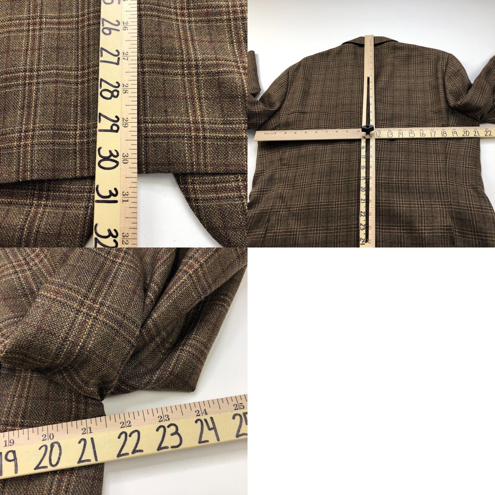 Joseph Abboud Joseph Abboud Jacket Sport Coat Plaid Brown Silk Wool Blend 41R Two-Button Notch Lapel Double-Vented Regular Fit Mens Size US XS / EU 42 / 0 - 10 Thumbnail
