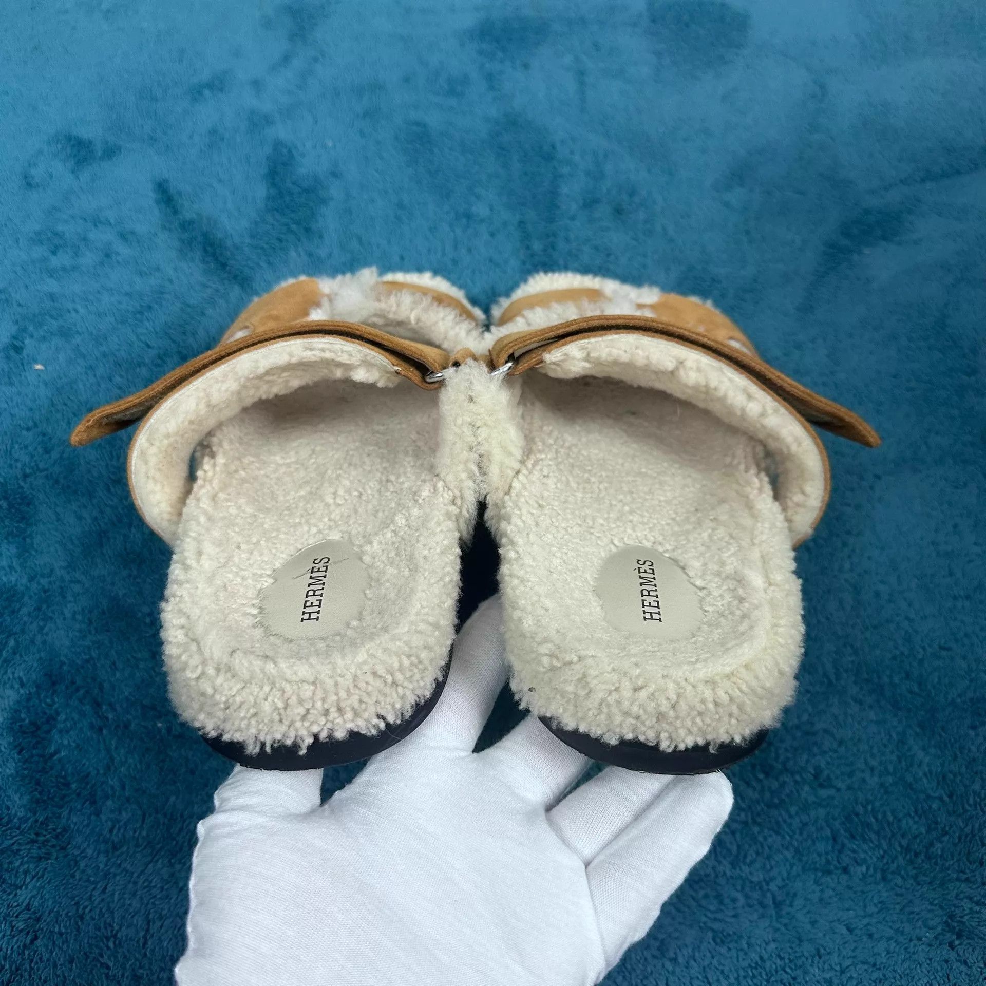 Hermes Men's Hermès Chypre Suede Slides Brown 40 Mint Size US 7 / EU 40 - 4 Thumbnail